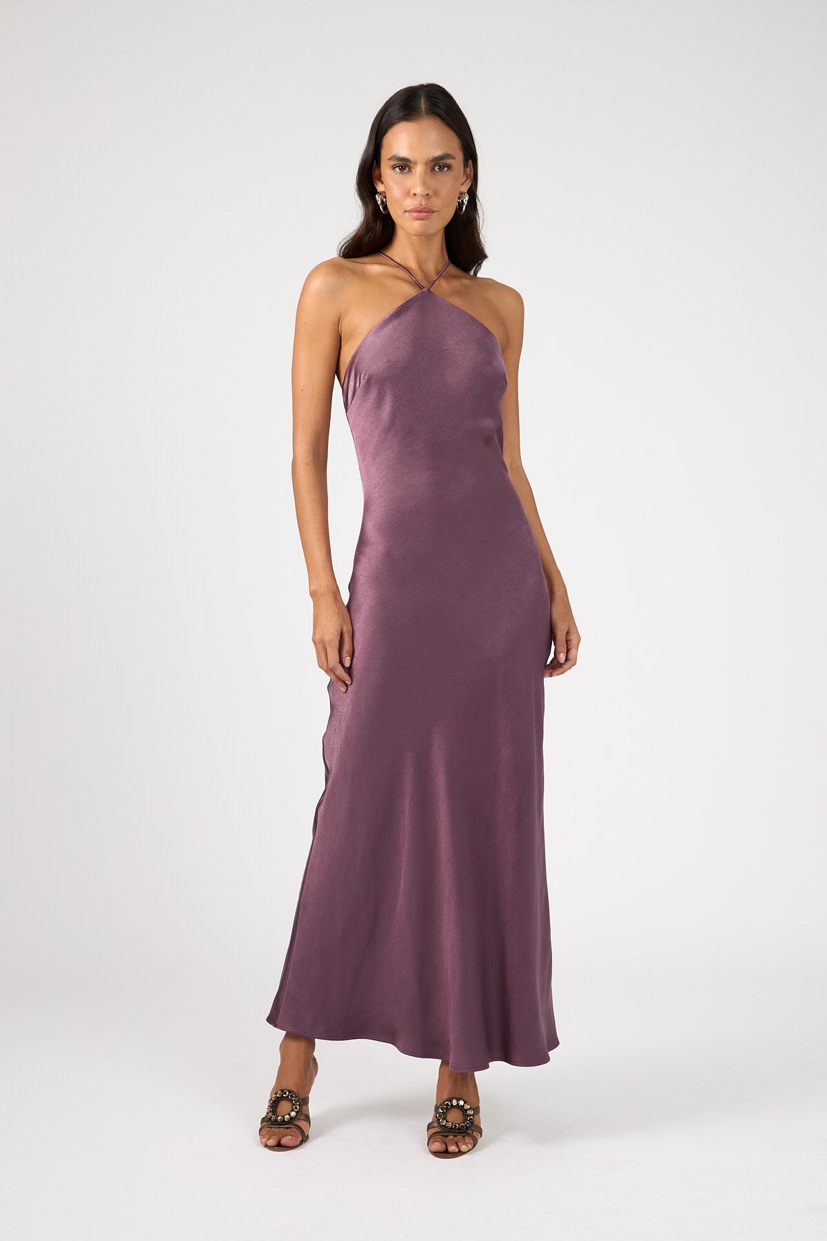 Perfect Stranger Bonnie Satin Maxi Dress Deep Mauve