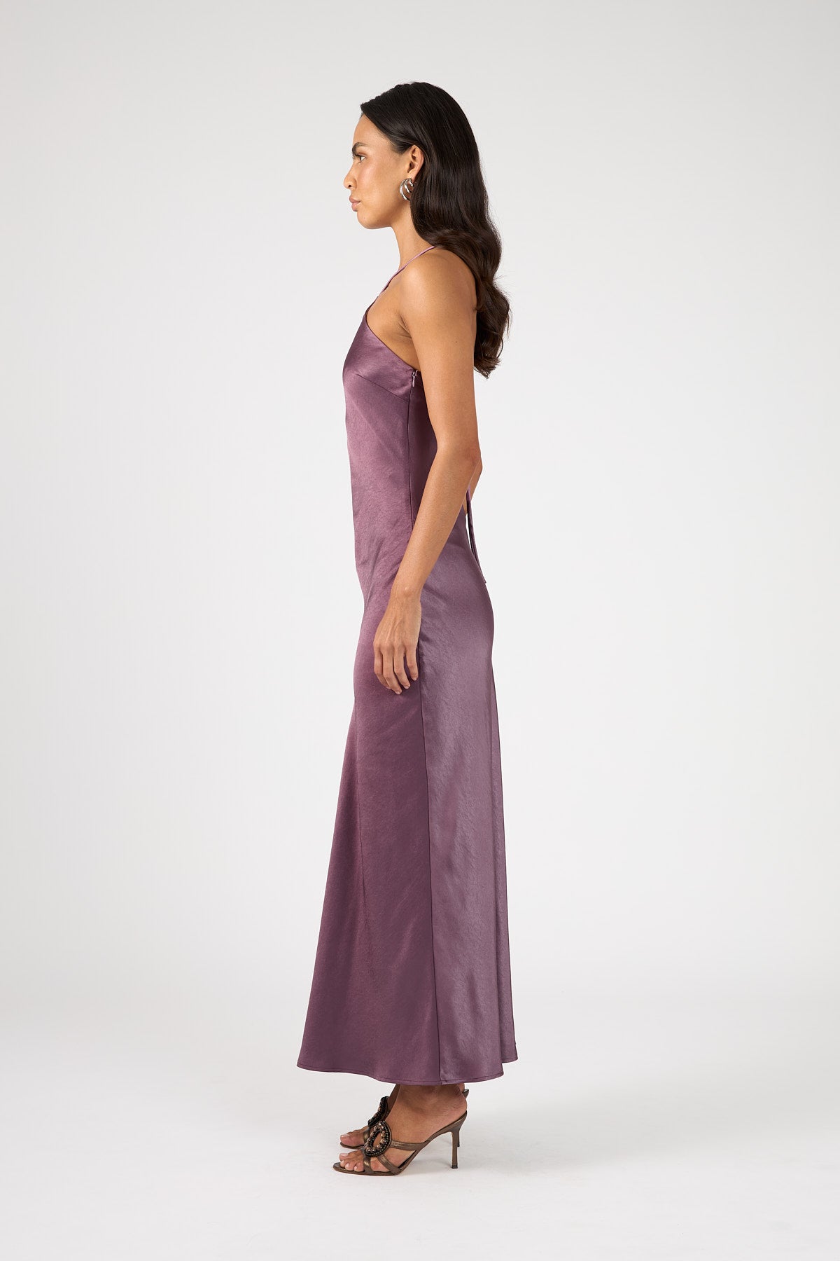 Perfect Stranger Bonnie Satin Maxi Dress Deep Mauve