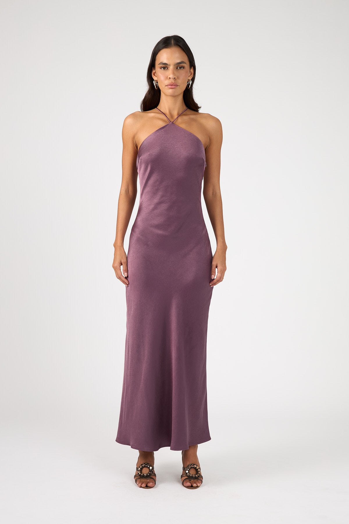 Perfect Stranger Bonnie Satin Maxi Dress Deep Mauve