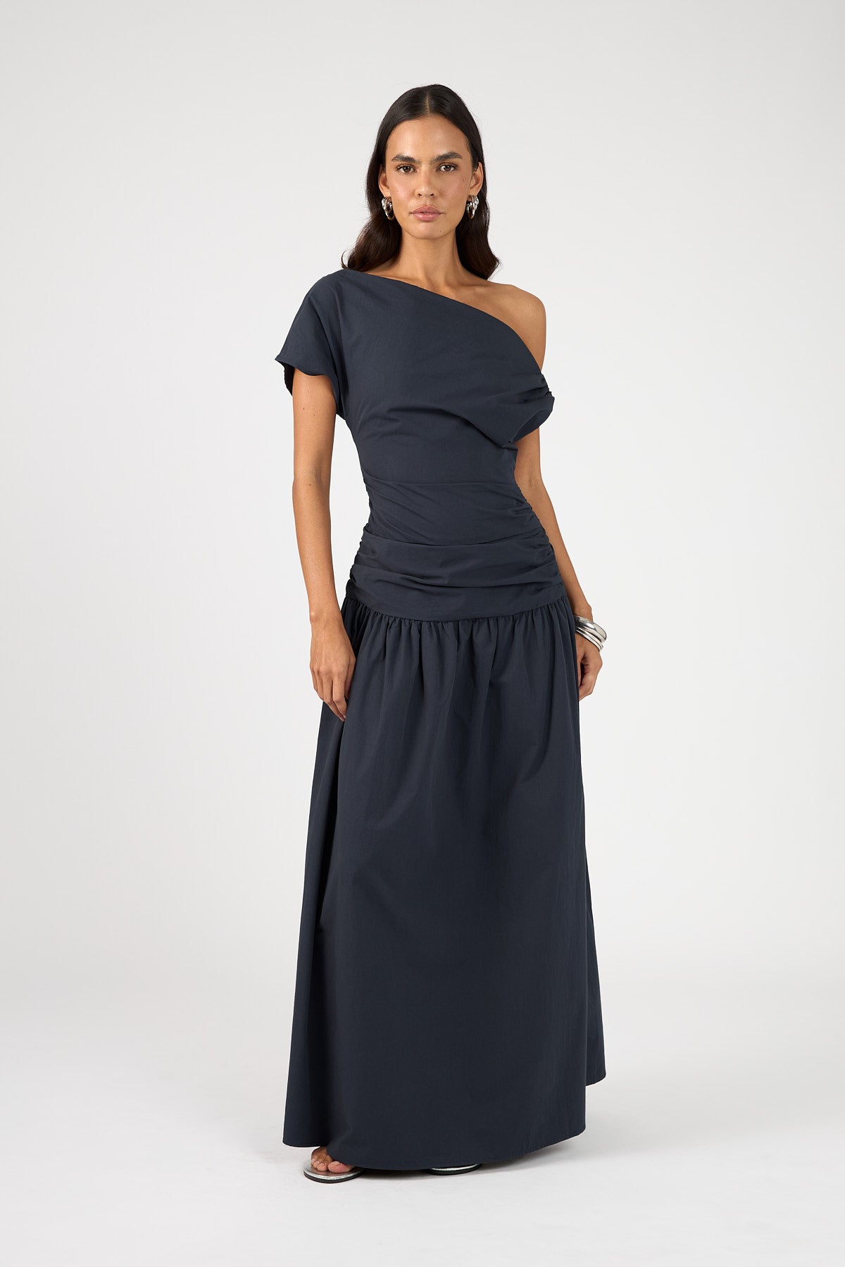 Perfect Stranger Fleur Gathered Maxi Dress Ink Blue