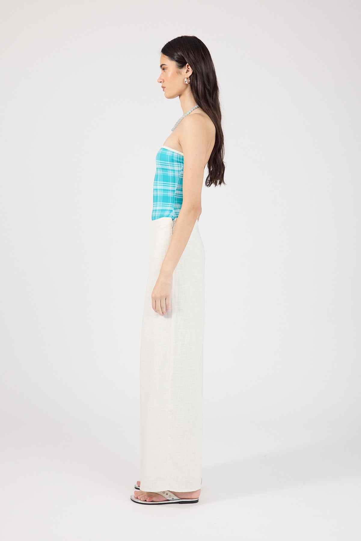 Perfect Stranger Solana Strapless One Piece Aqua Check