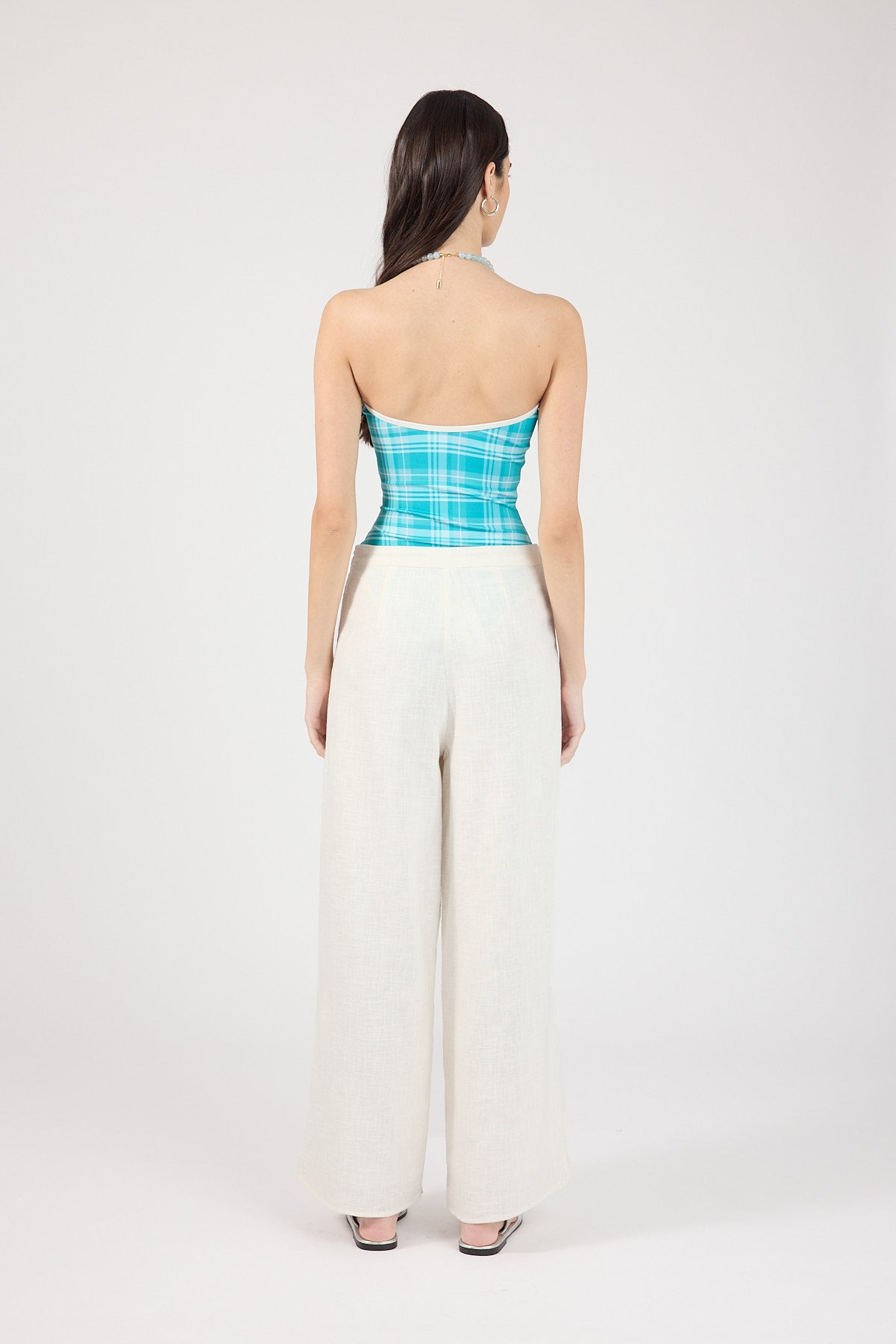 Perfect Stranger Solana Strapless One Piece Aqua Check
