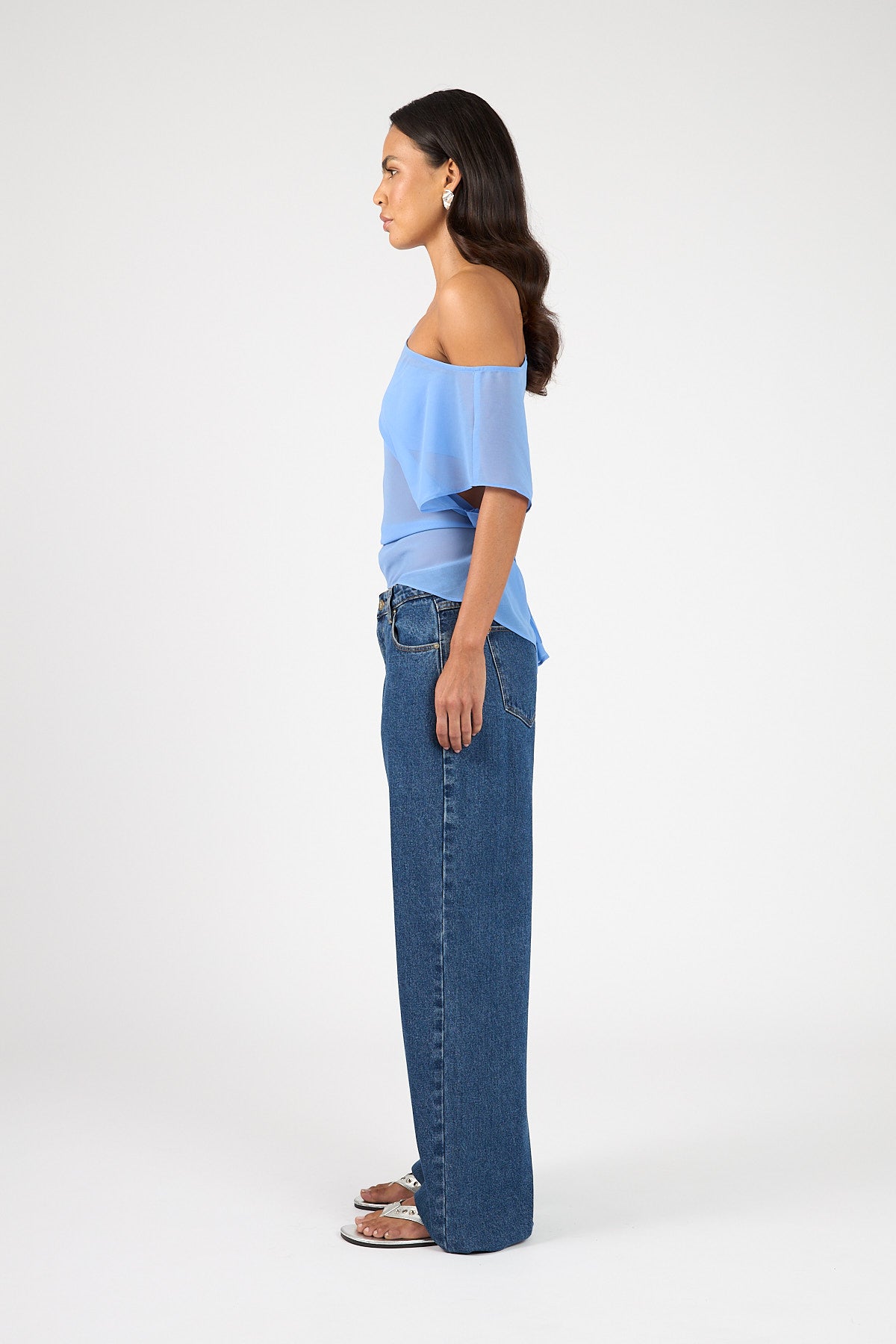 Perfect Stranger Orla Sheer Top Cornflower Blue