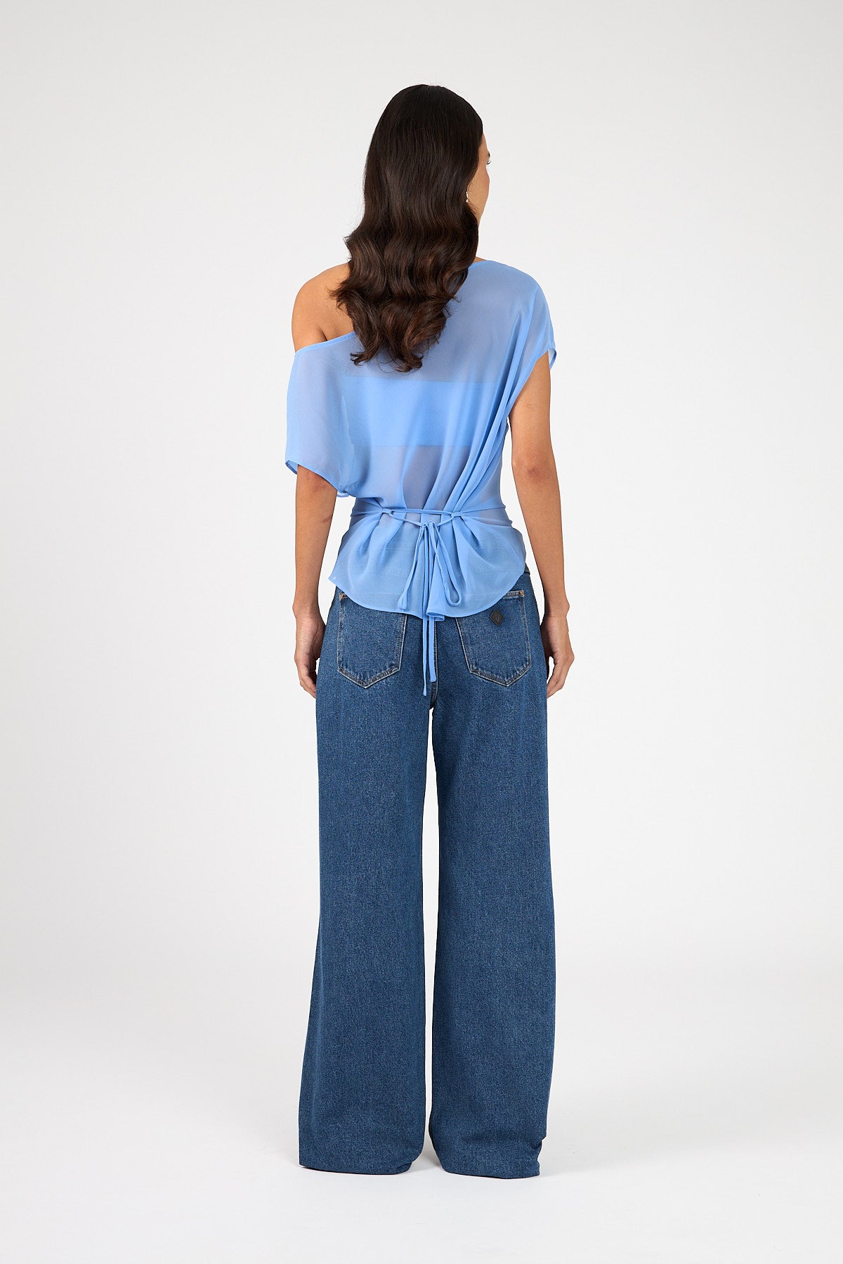 Perfect Stranger Orla Sheer Top Cornflower Blue