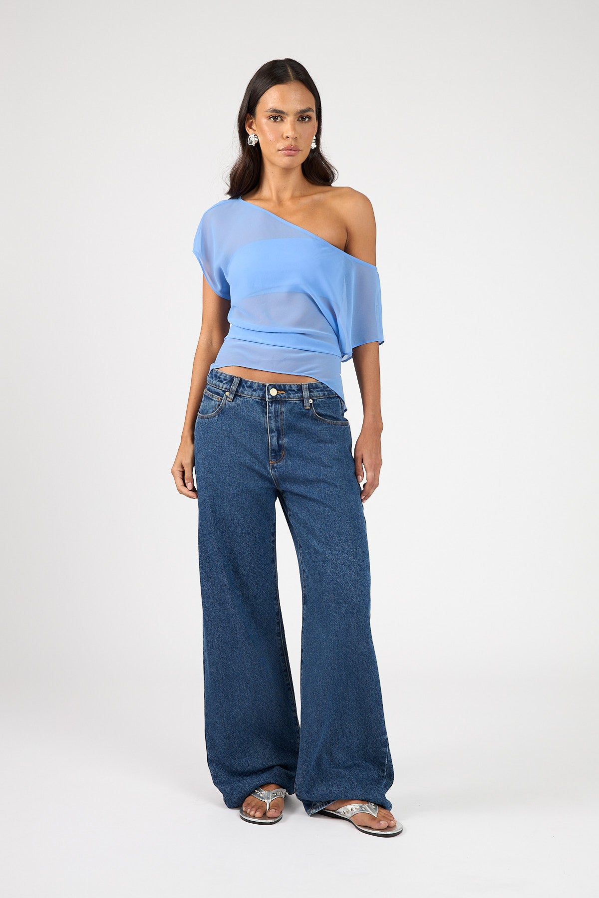 Perfect Stranger Orla Sheer Top Cornflower Blue