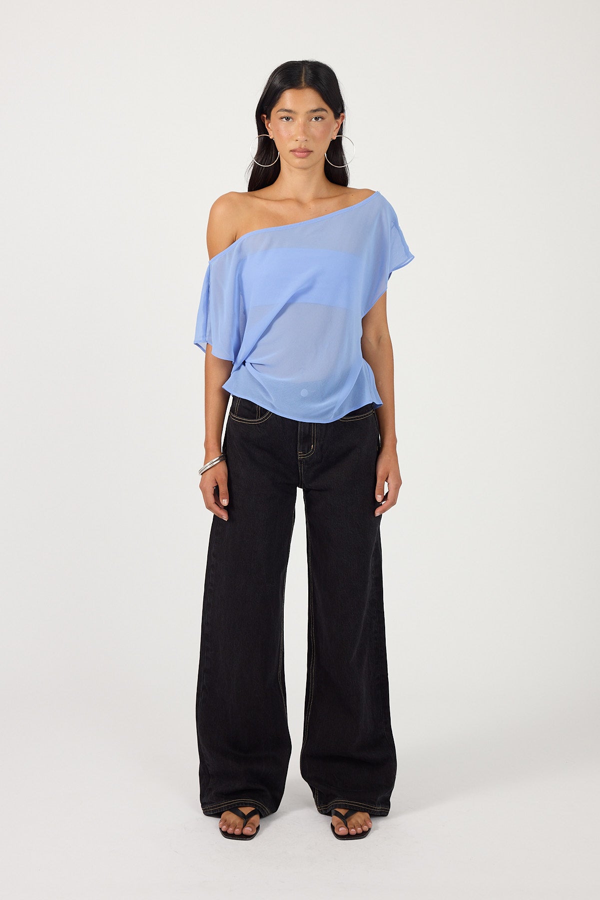 Perfect Stranger Orla Sheer Top Cornflower Blue