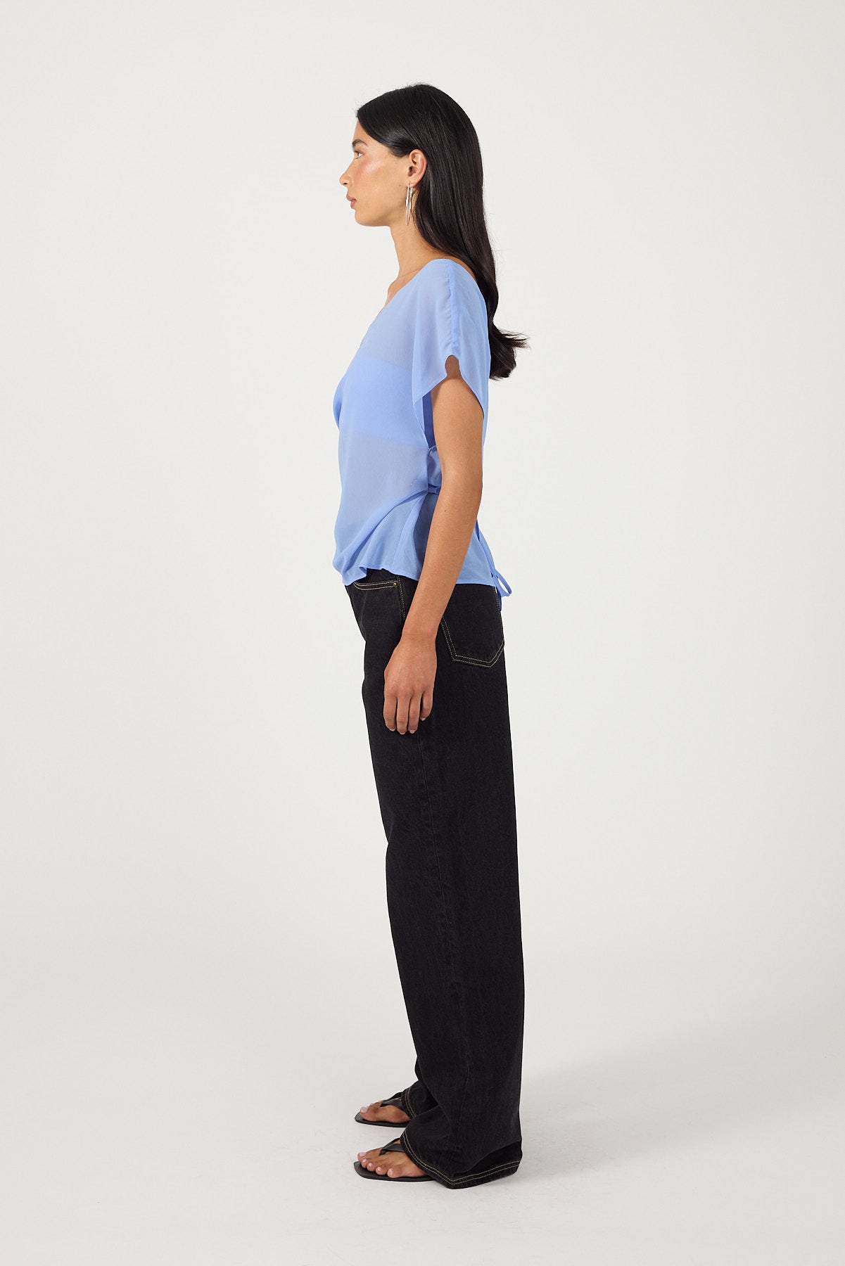 Perfect Stranger Orla Sheer Top Cornflower Blue