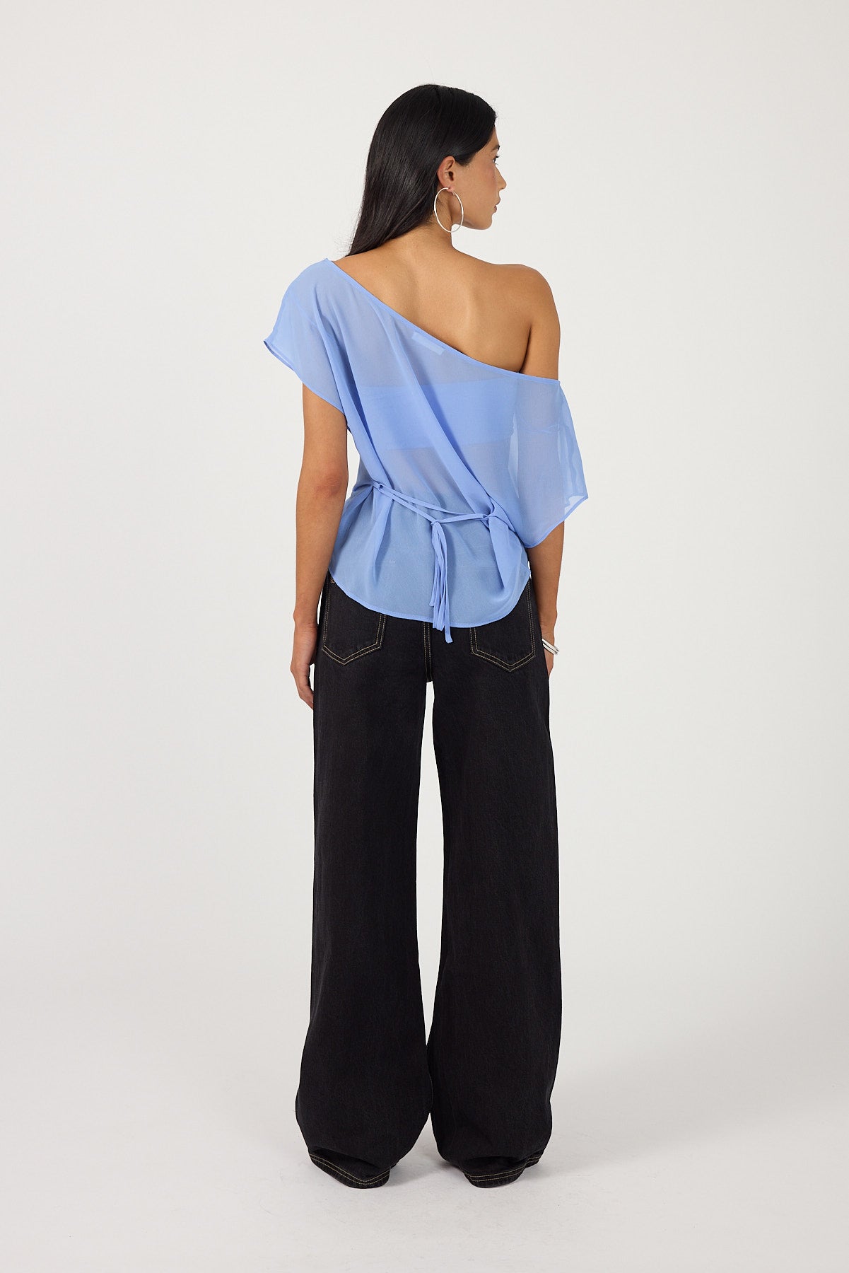 Perfect Stranger Orla Sheer Top Cornflower Blue