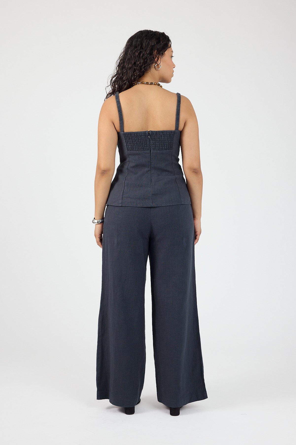 Perfect Stranger Sutton Linen Corset Top Slate