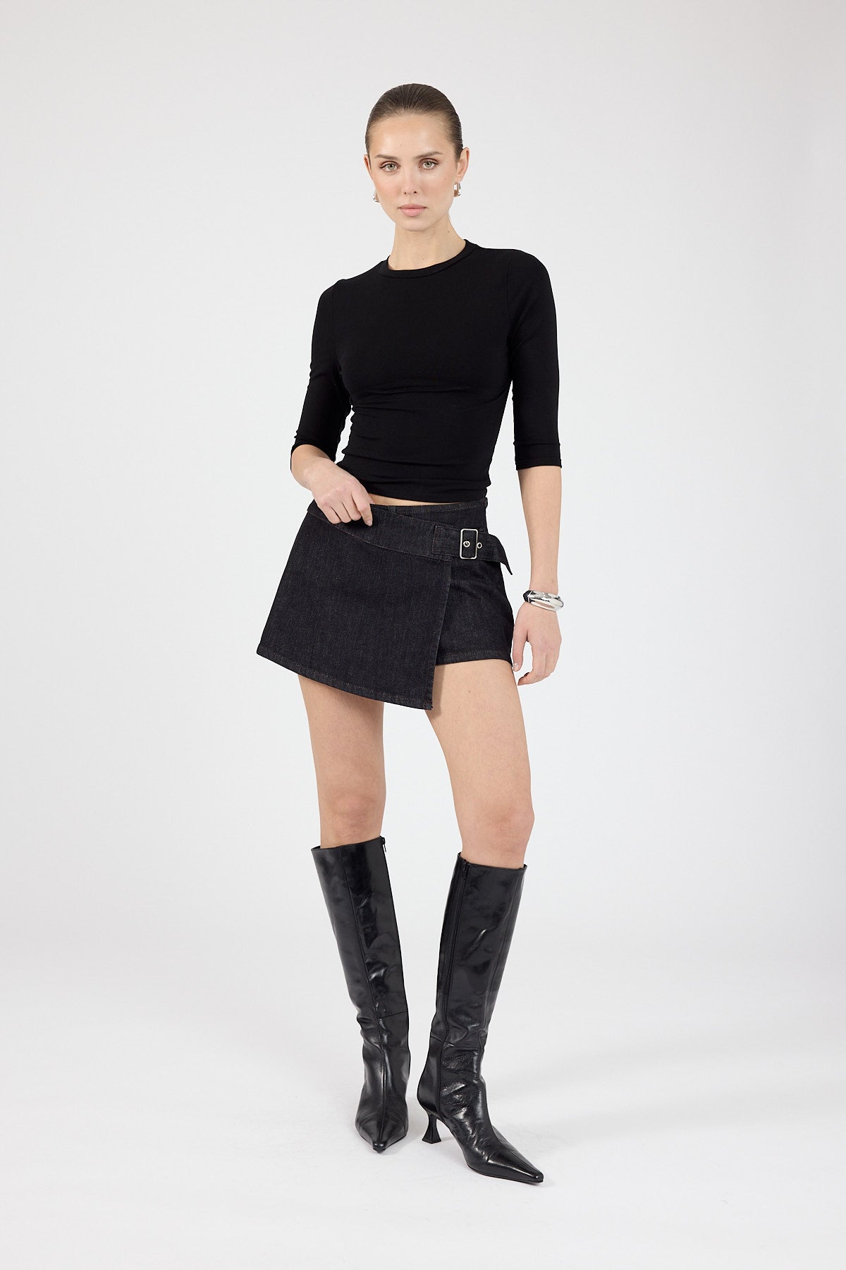 Perfect Stranger Huddy Denim Skort Dark Indigo