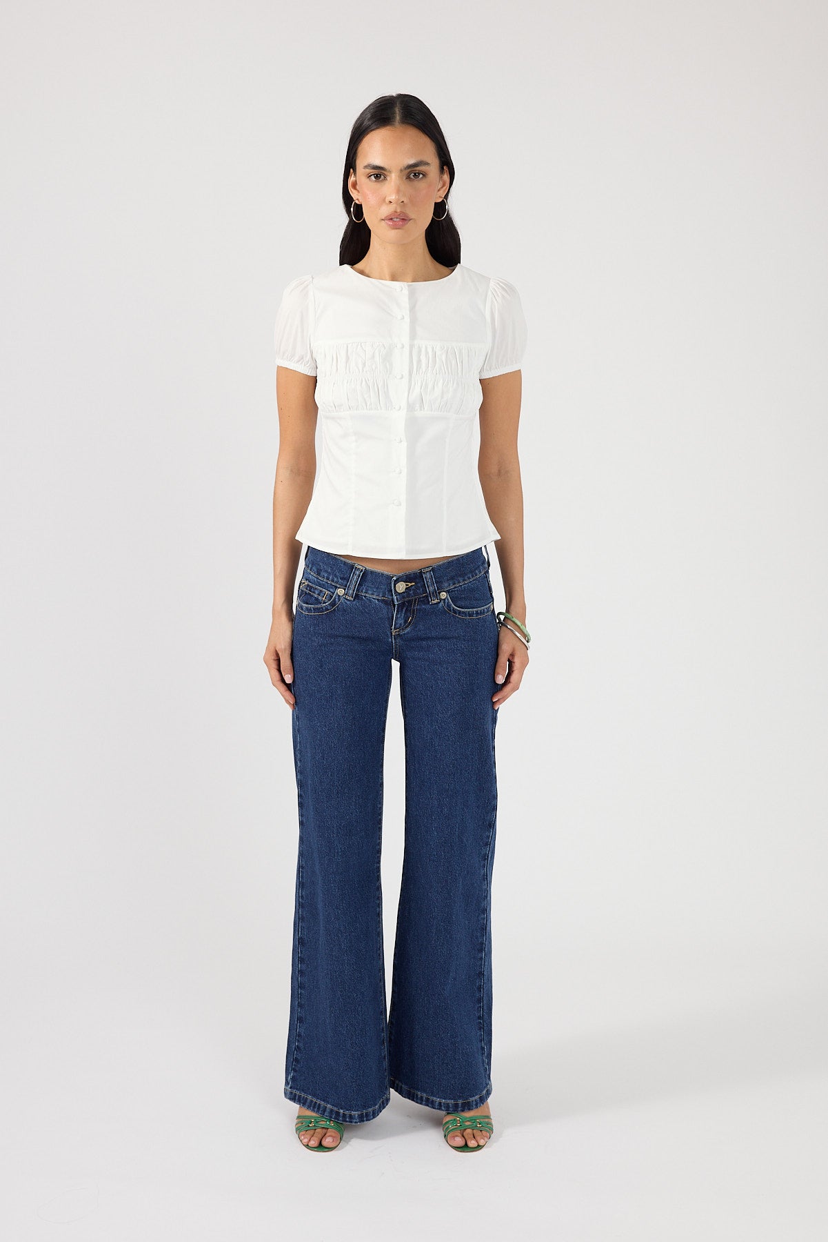 Perfect Stranger Alinna Short Sleeve Blouse White