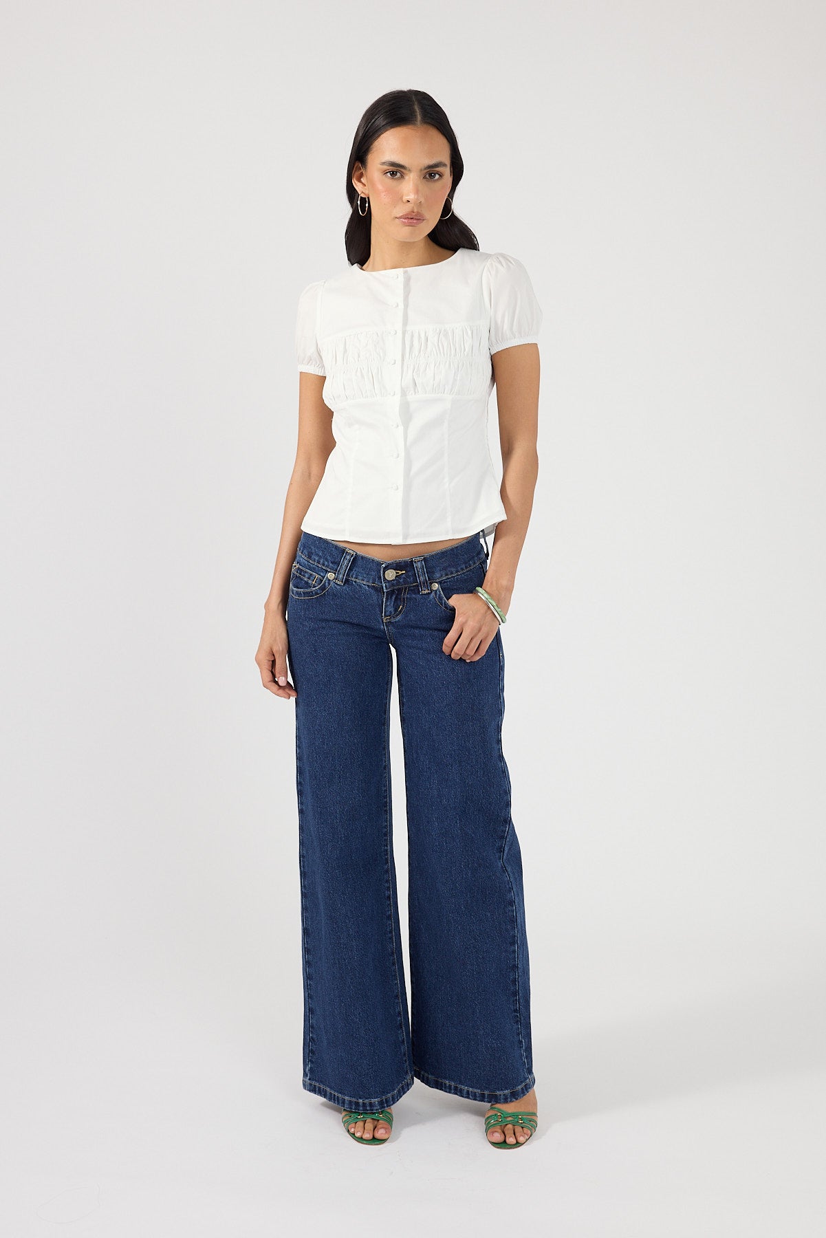Perfect Stranger Alinna Short Sleeve Blouse White