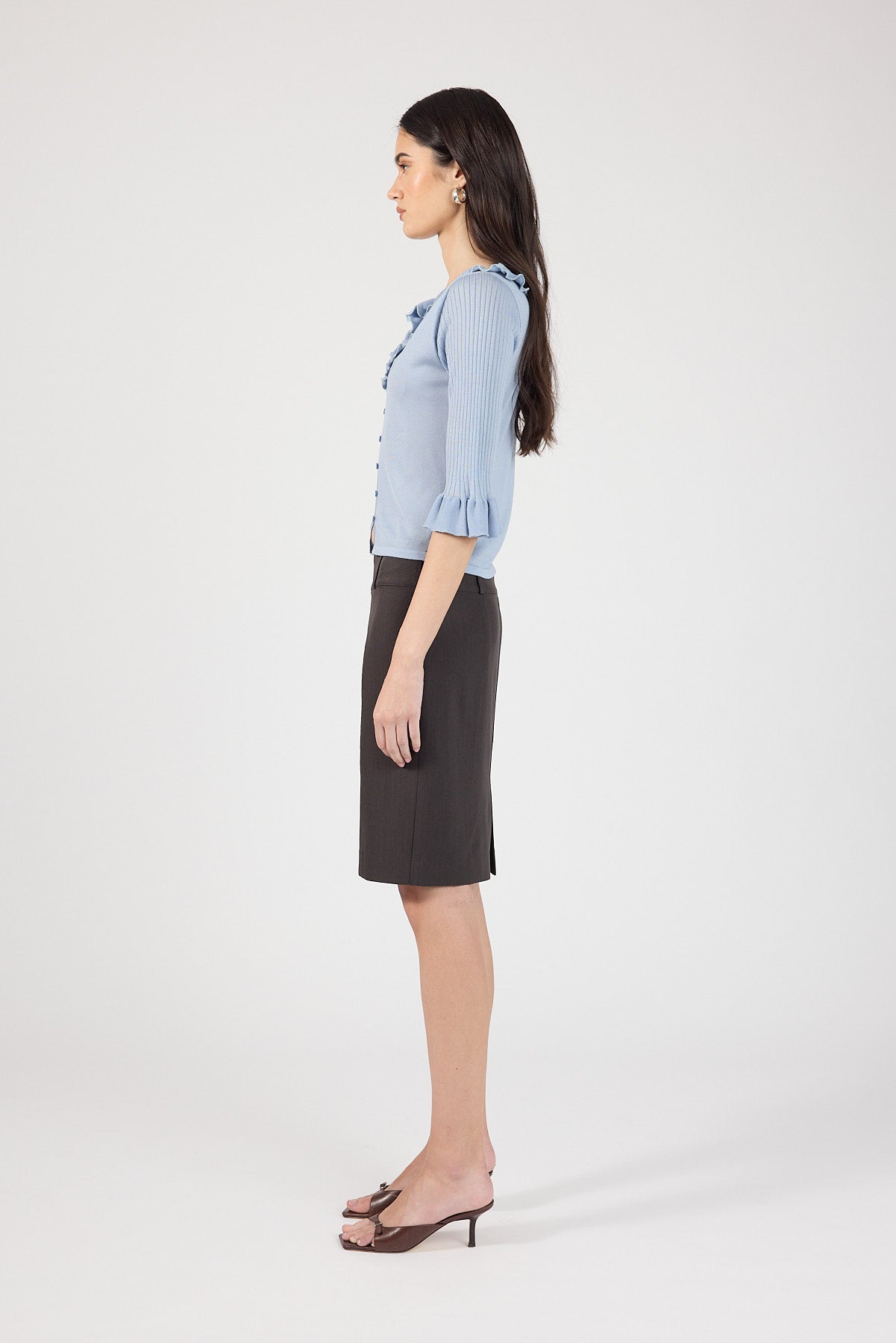 Perfect Stranger Ava 3/4 Sleeve Knit Top Grey