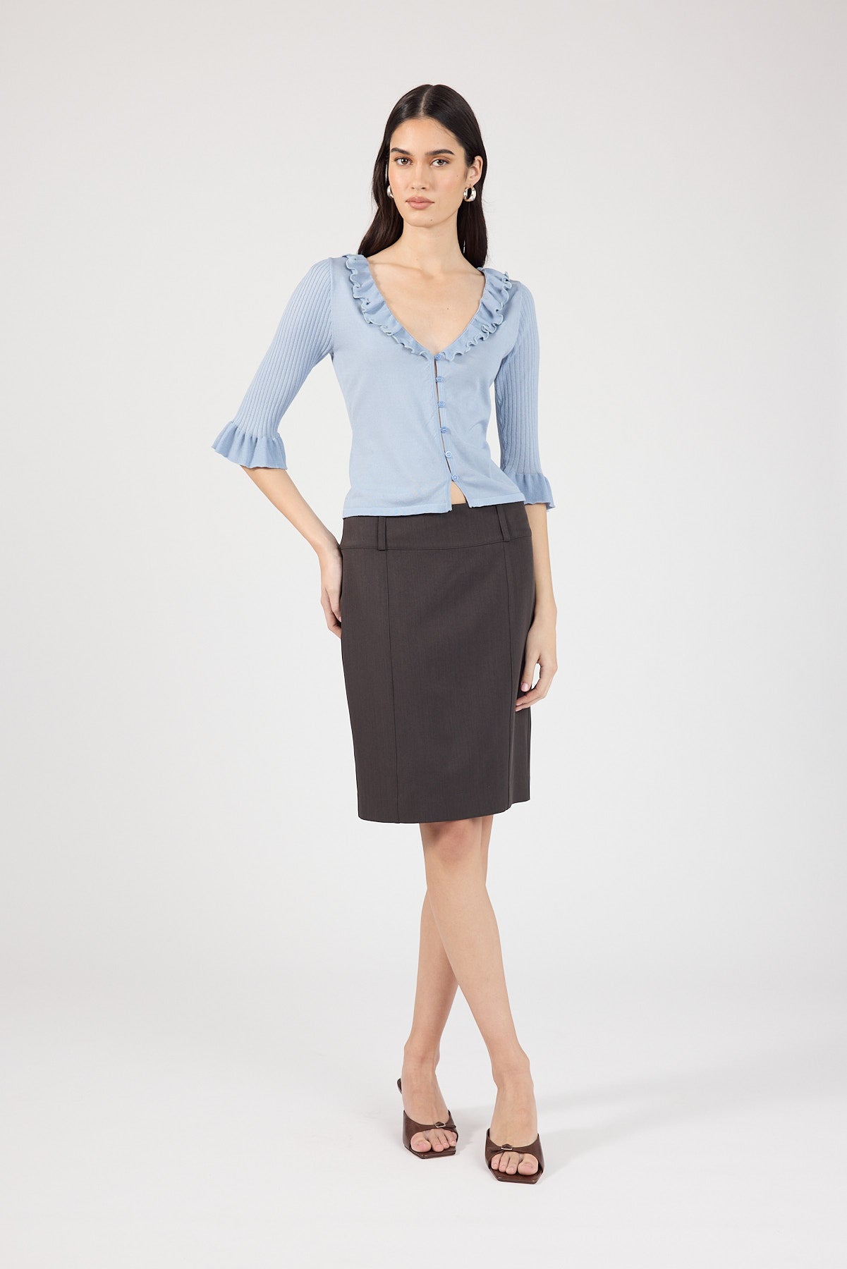 Perfect Stranger Ava 3/4 Sleeve Knit Top Grey