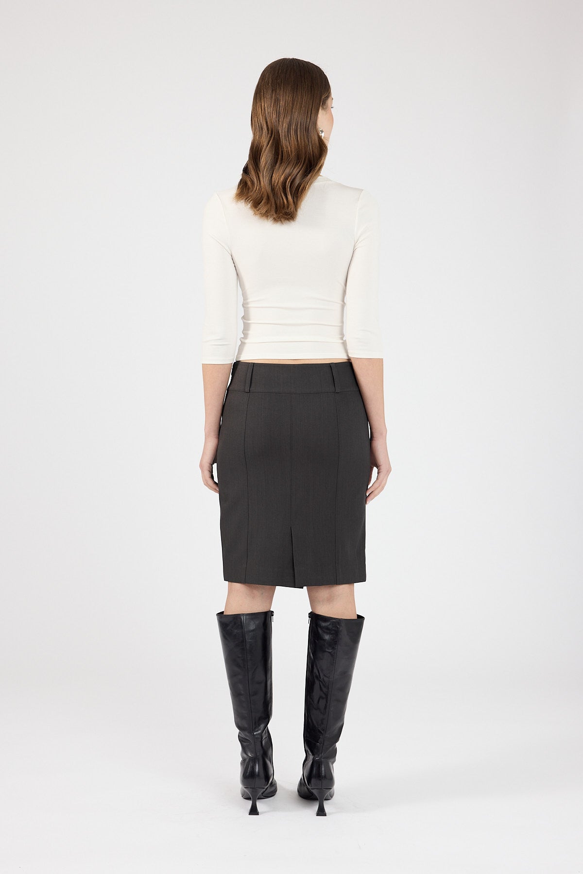 Perfect Stranger Monroe Mid rise Midi Skirt Charcoal