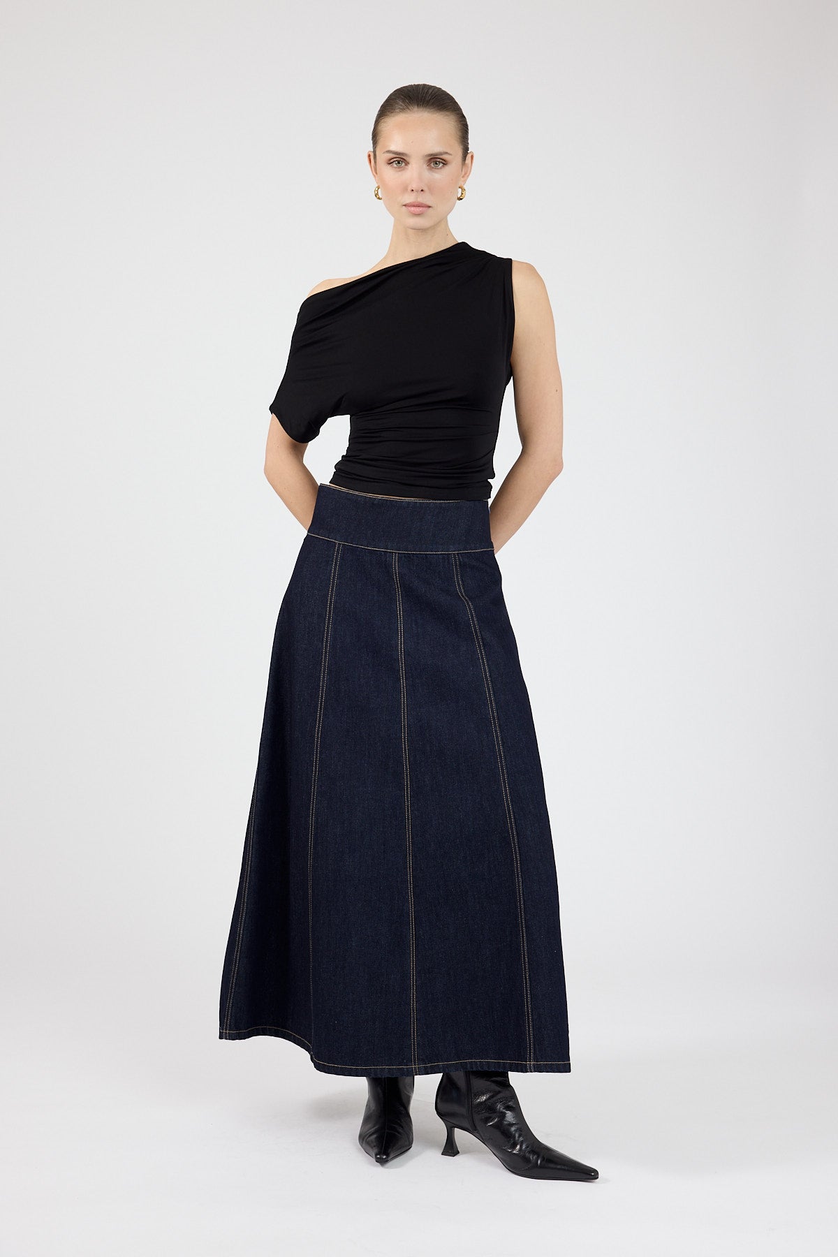 Perfect Stranger Elijah Denim Maxi Skirt Indigo