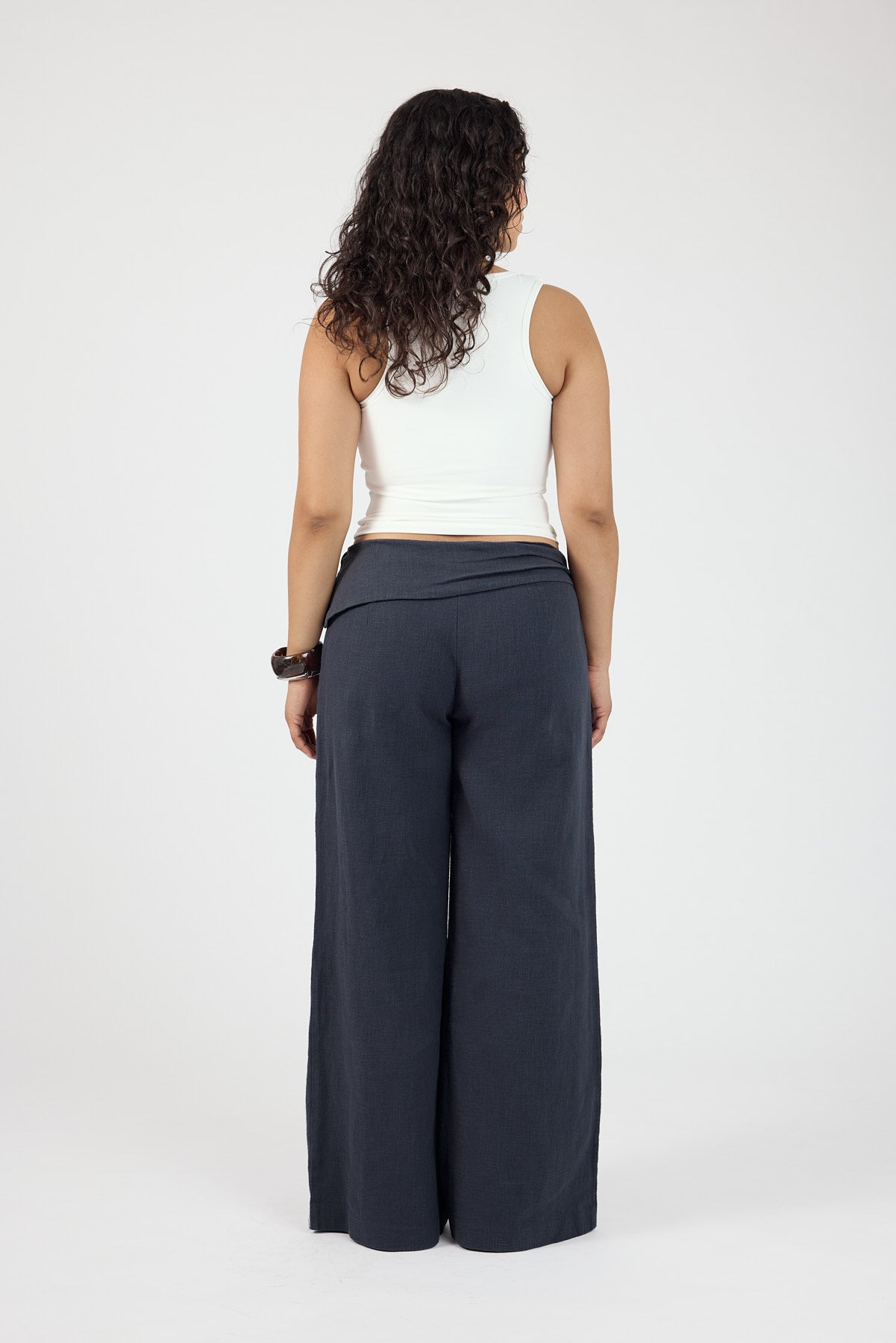 Perfect Stranger Sutton Linen Fold Over Pants Slate