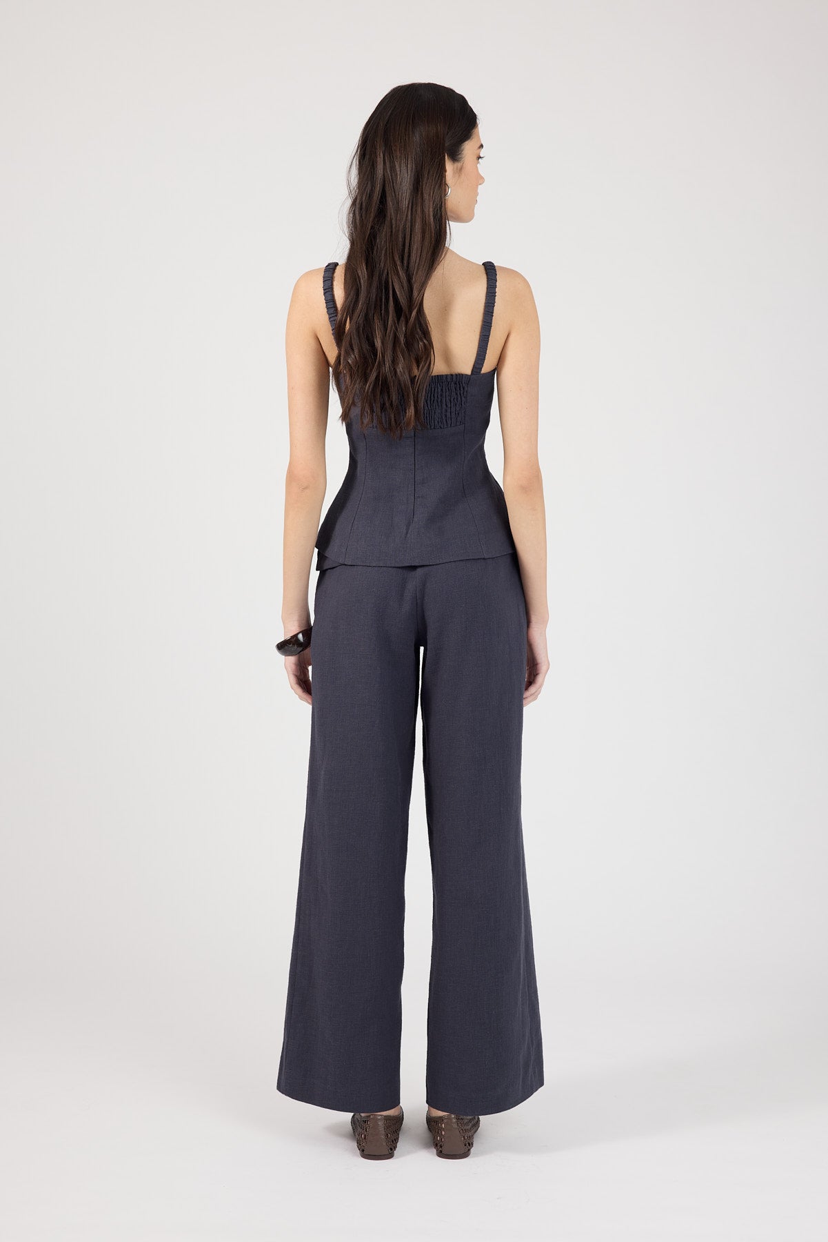 Perfect Stranger Sutton Linen Fold Over Pants Slate