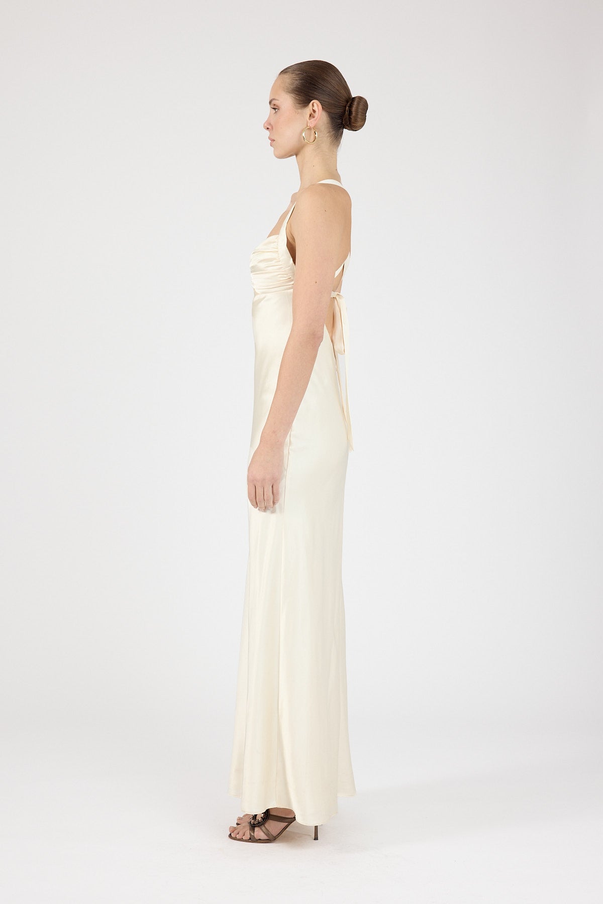 Perfect Stranger Marbella Satin Maxi Dress Butter Yellow