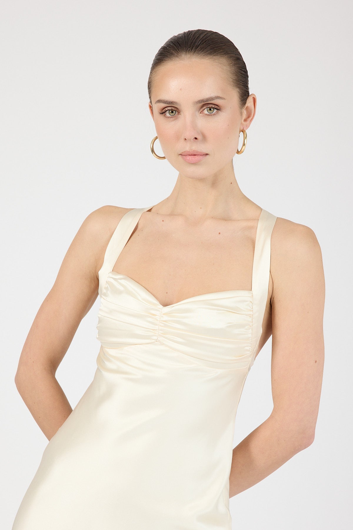 Perfect Stranger Marbella Satin Maxi Dress Butter Yellow