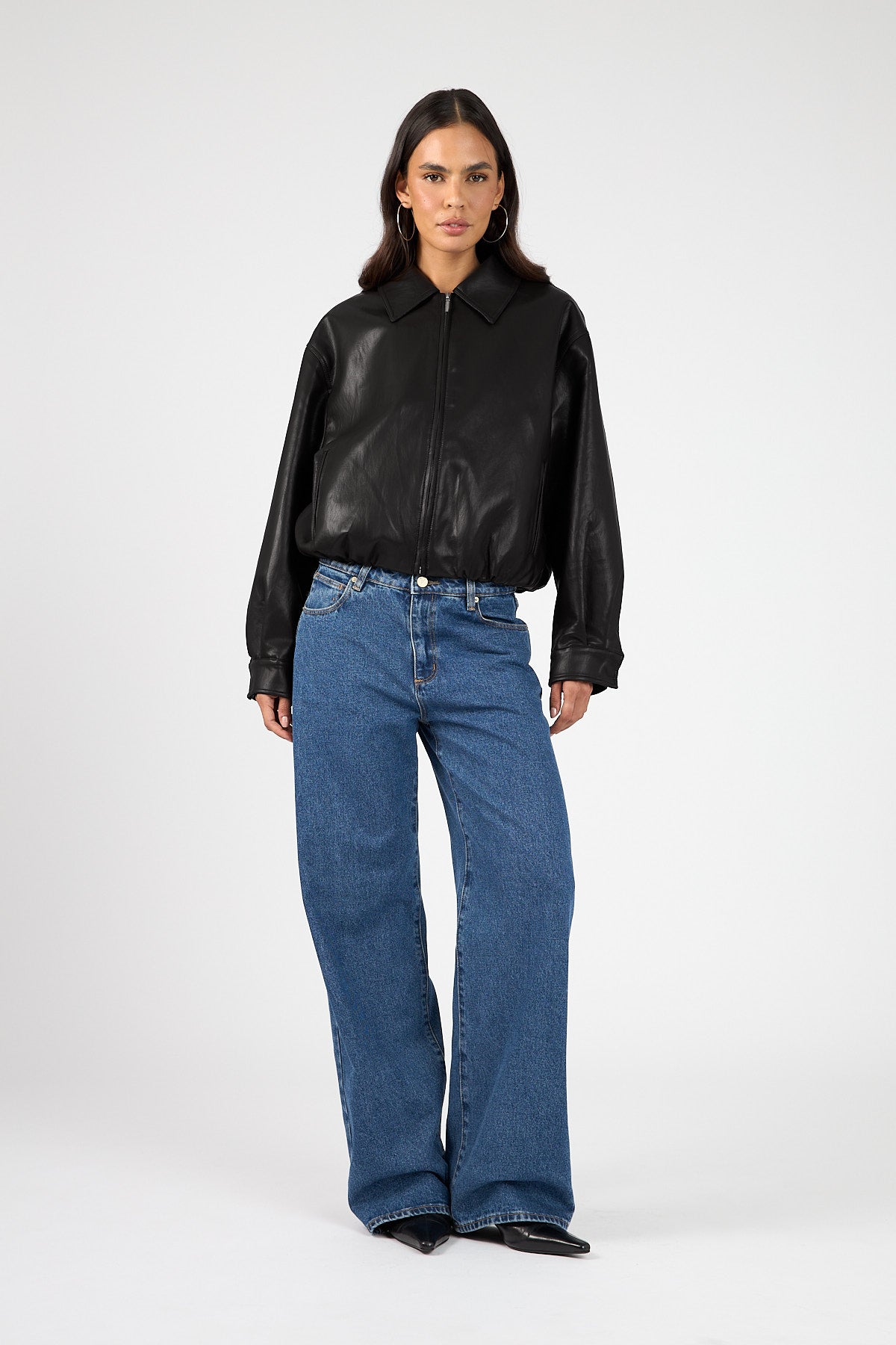 Perfect Stranger Jude Bubble PU Bomber Jacket Black