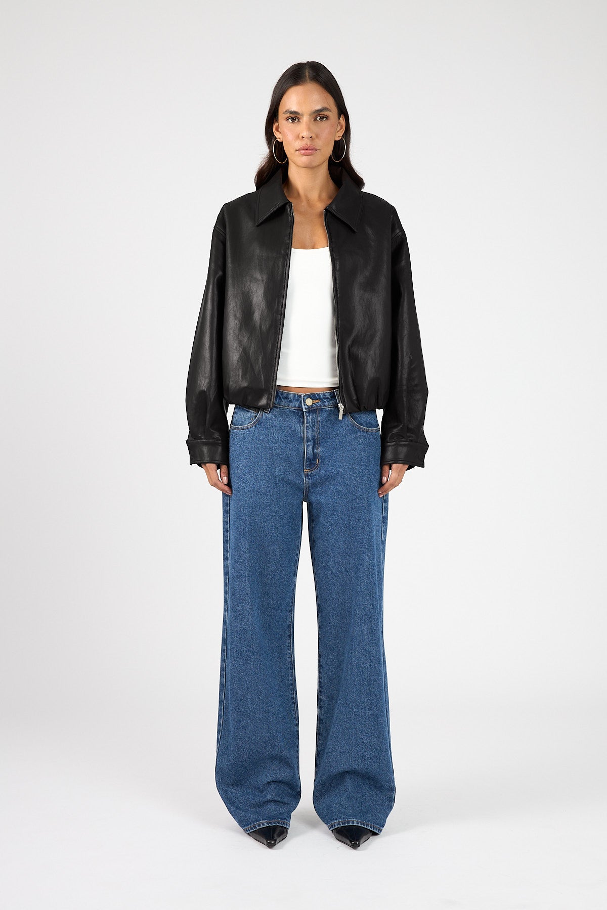 Perfect Stranger Jude Bubble PU Bomber Jacket Black