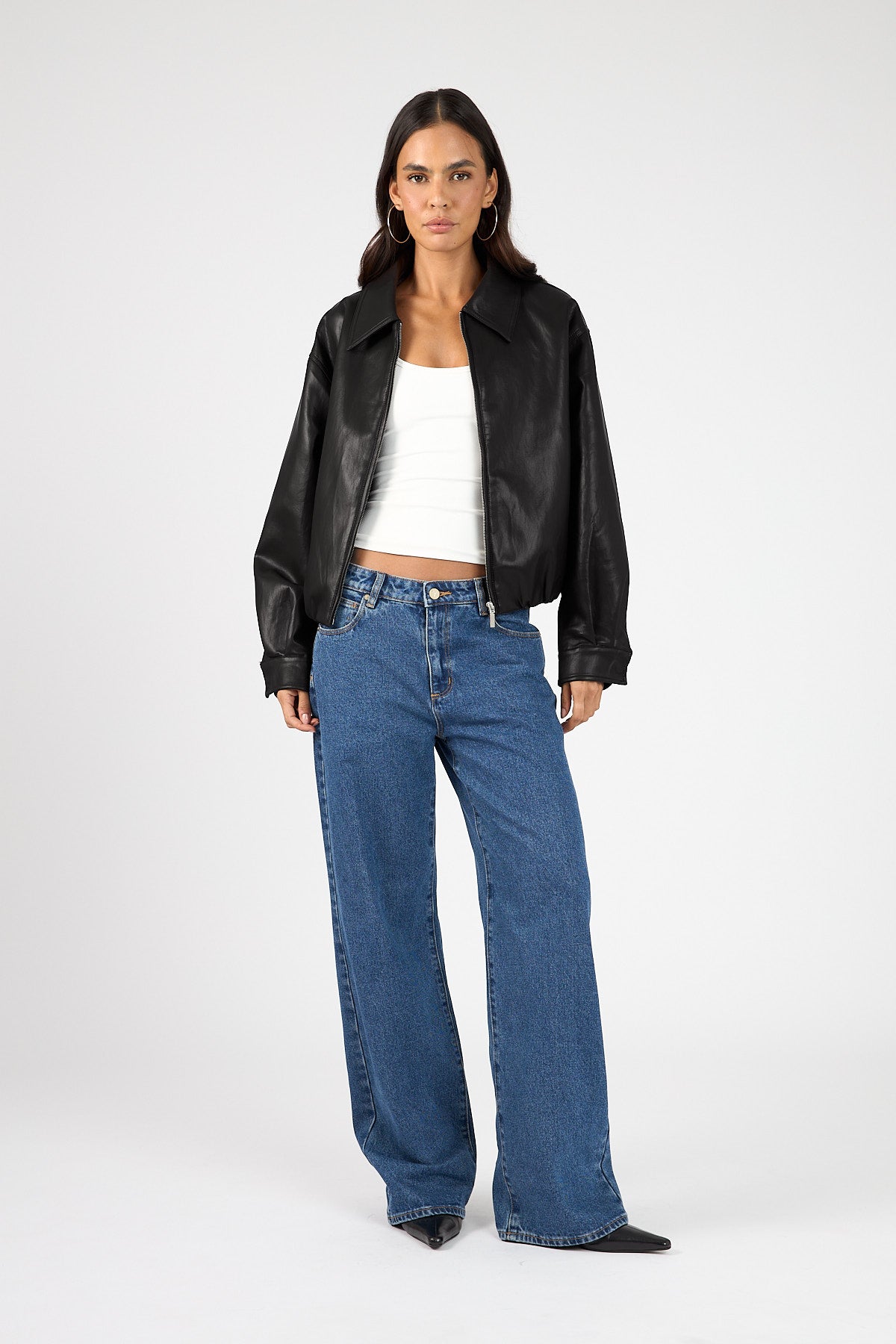 Perfect Stranger Jude Bubble PU Bomber Jacket Black