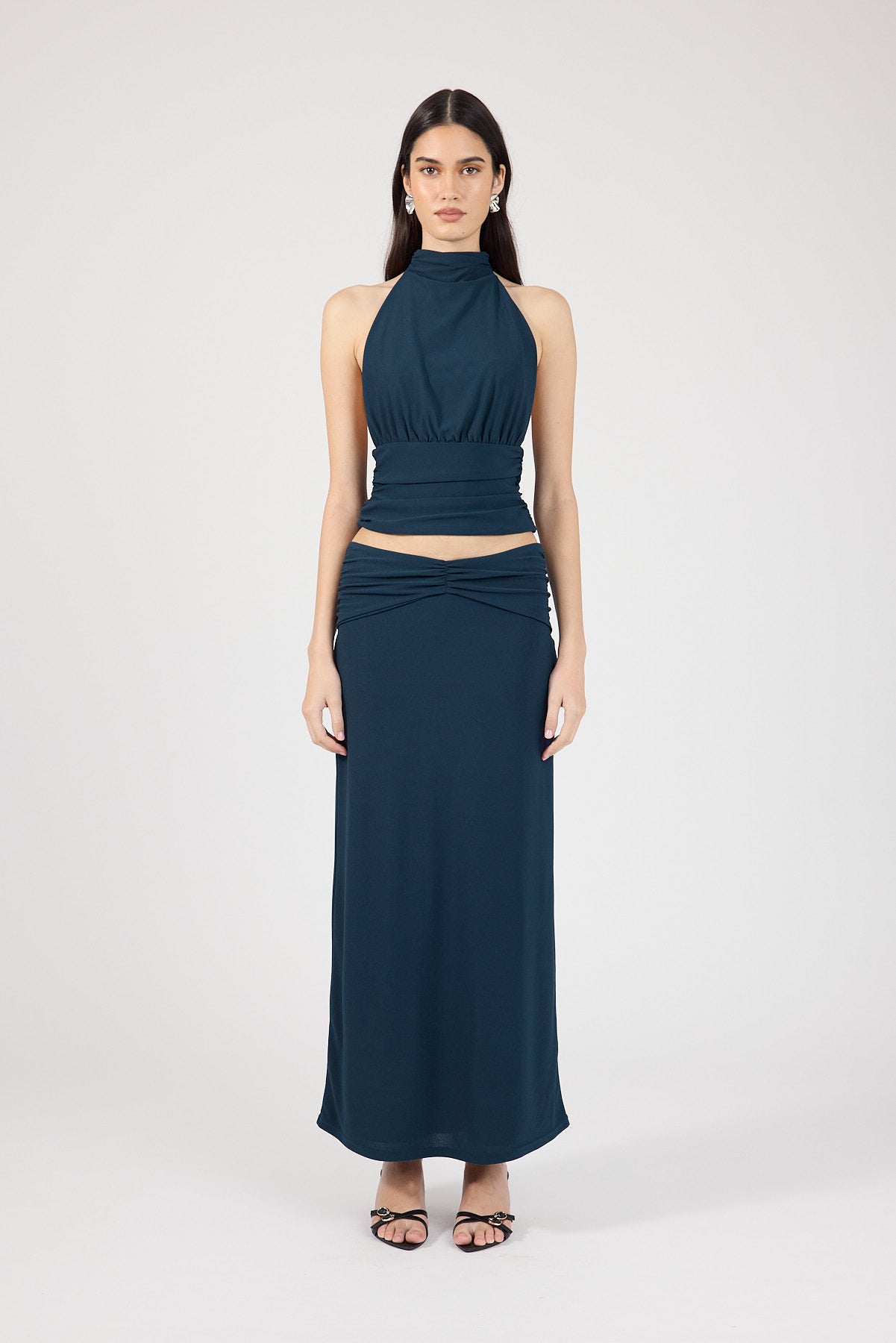 Perfect Stranger Aria Maxi Skirt Petrol Blue