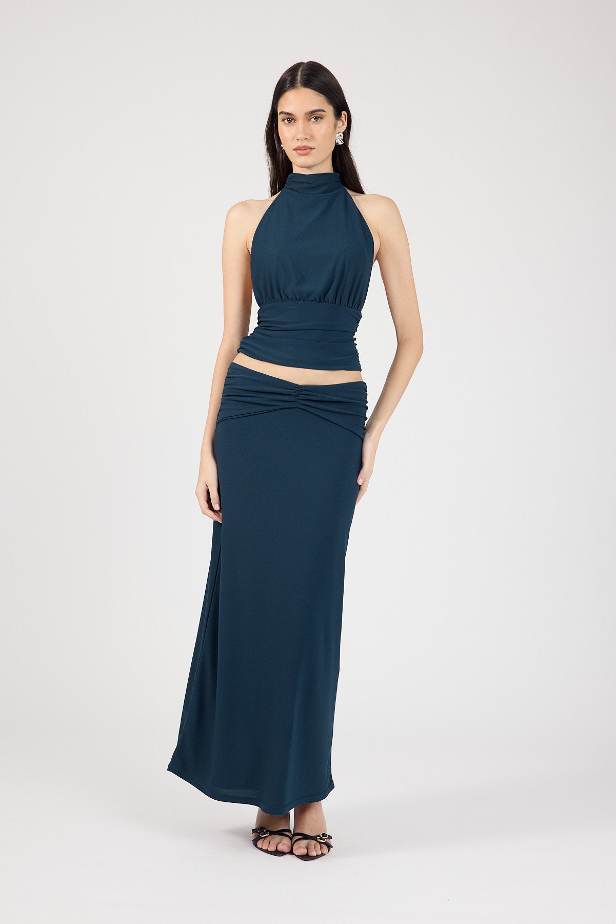 Perfect Stranger Aria Halter Top Petrol Blue