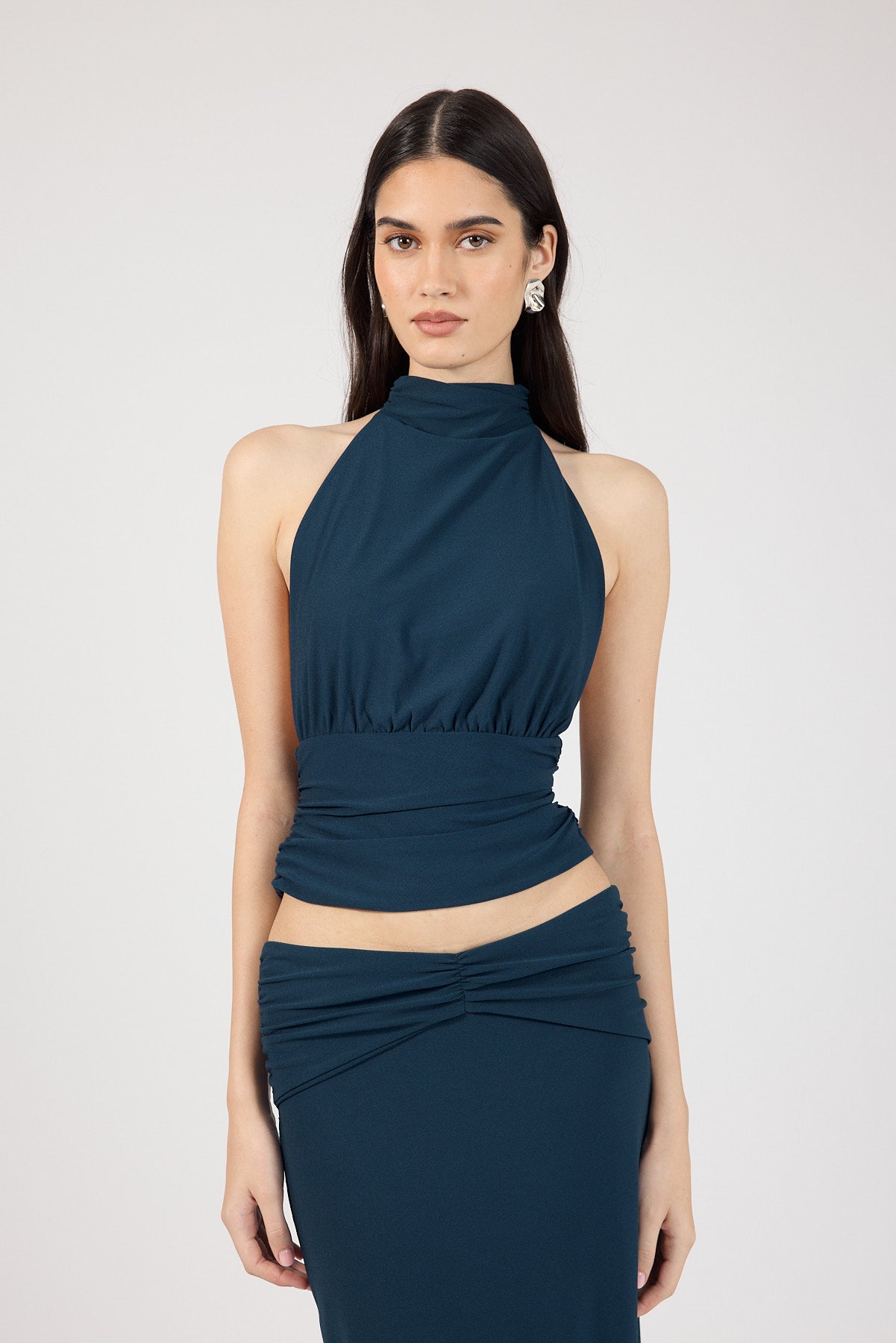 Perfect Stranger Aria Halter Top Petrol Blue