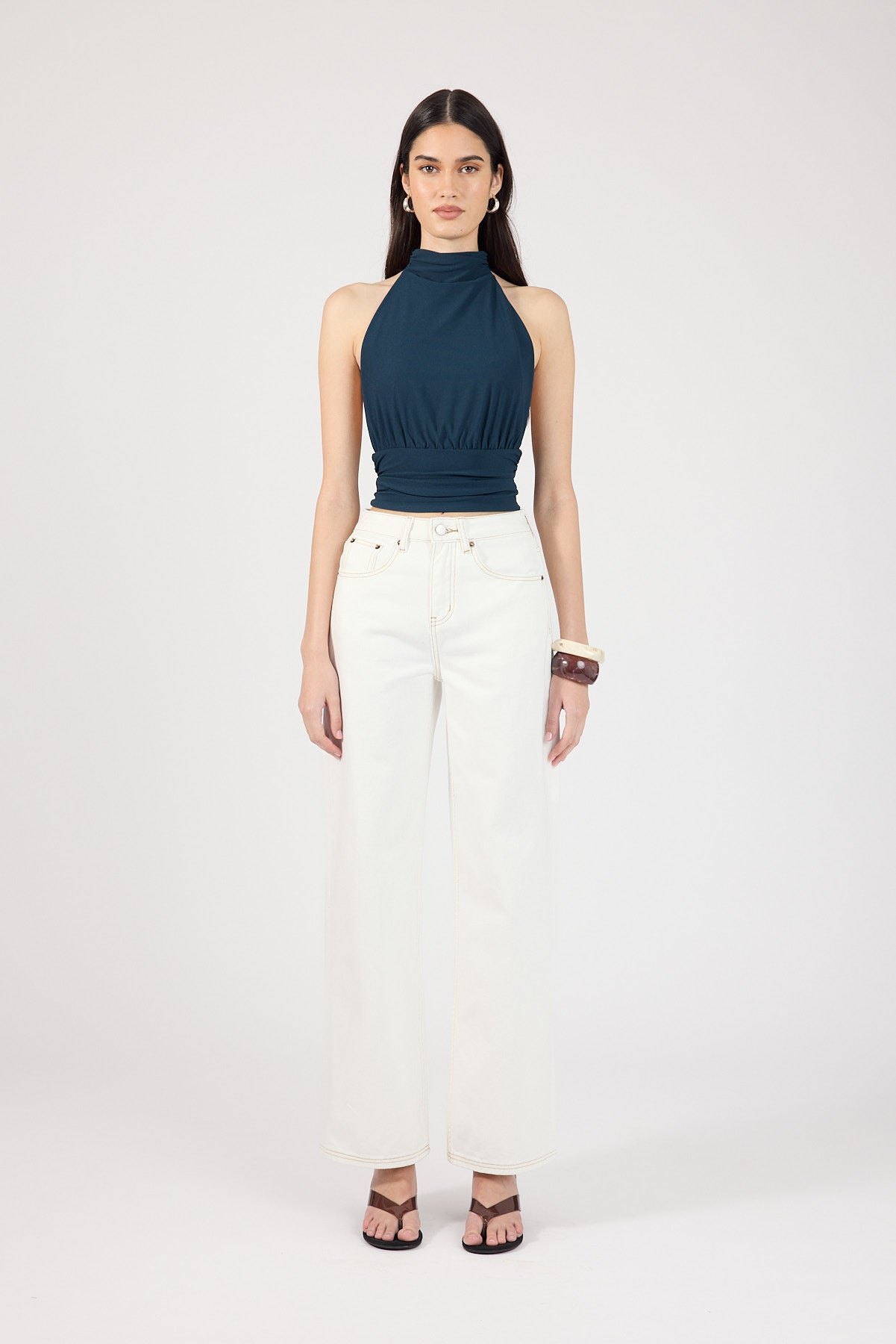 Perfect Stranger Aria Halter Top Petrol Blue