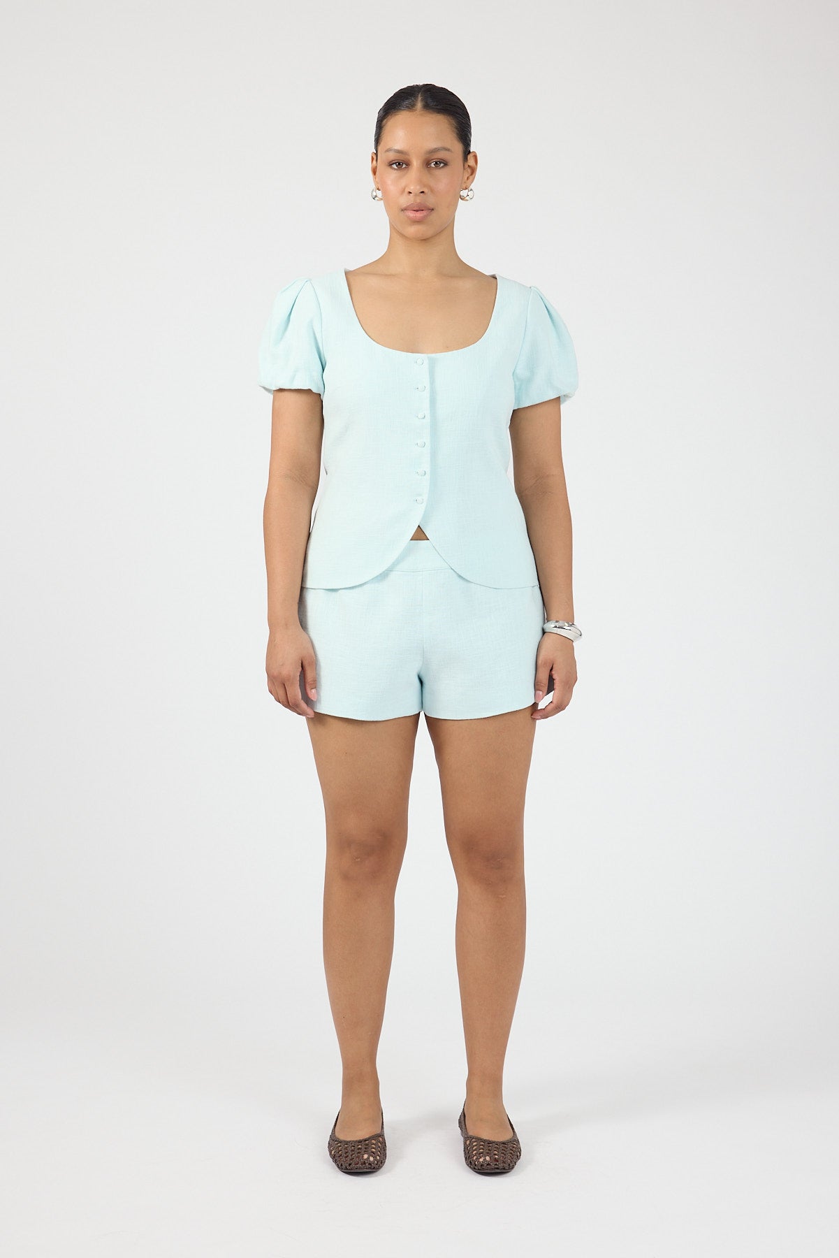 Perfect Stranger Posey Short Sleeve Top Seafoam