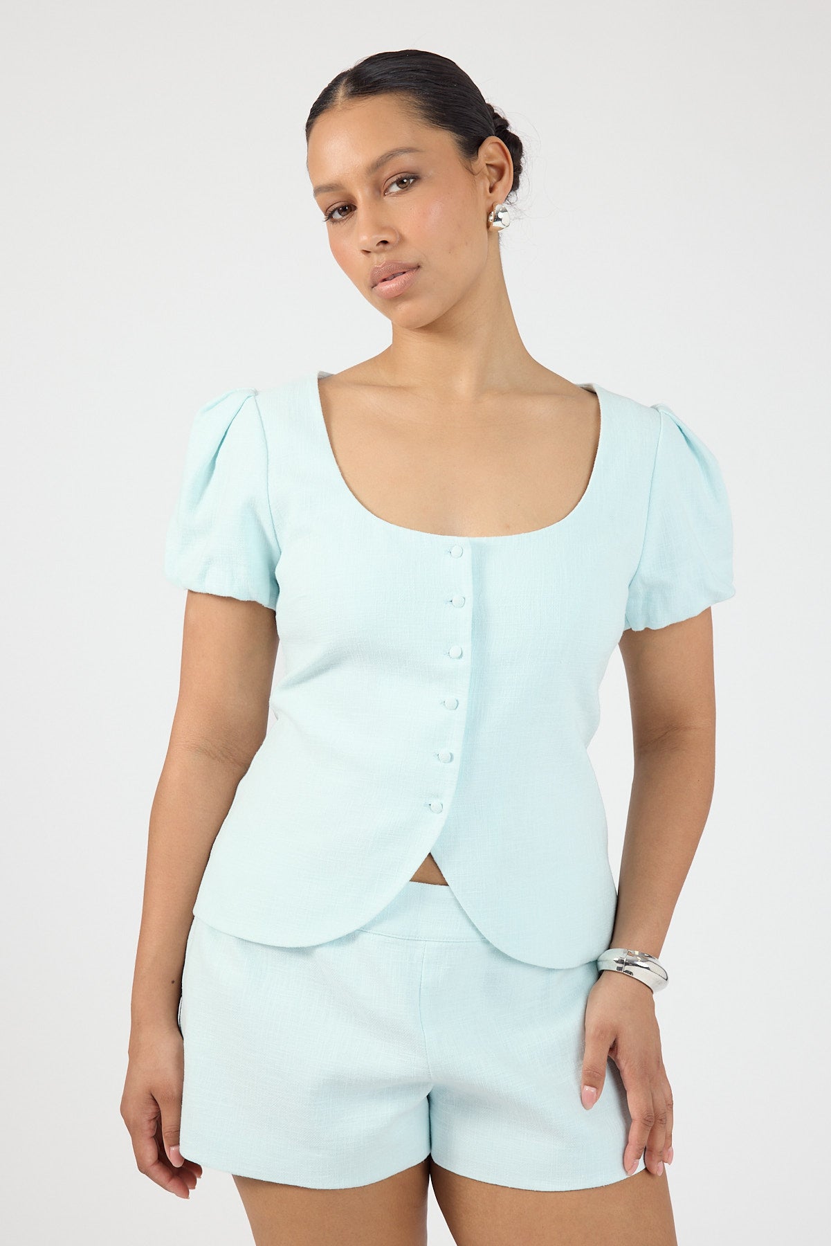 Perfect Stranger Posey Short Sleeve Top Seafoam