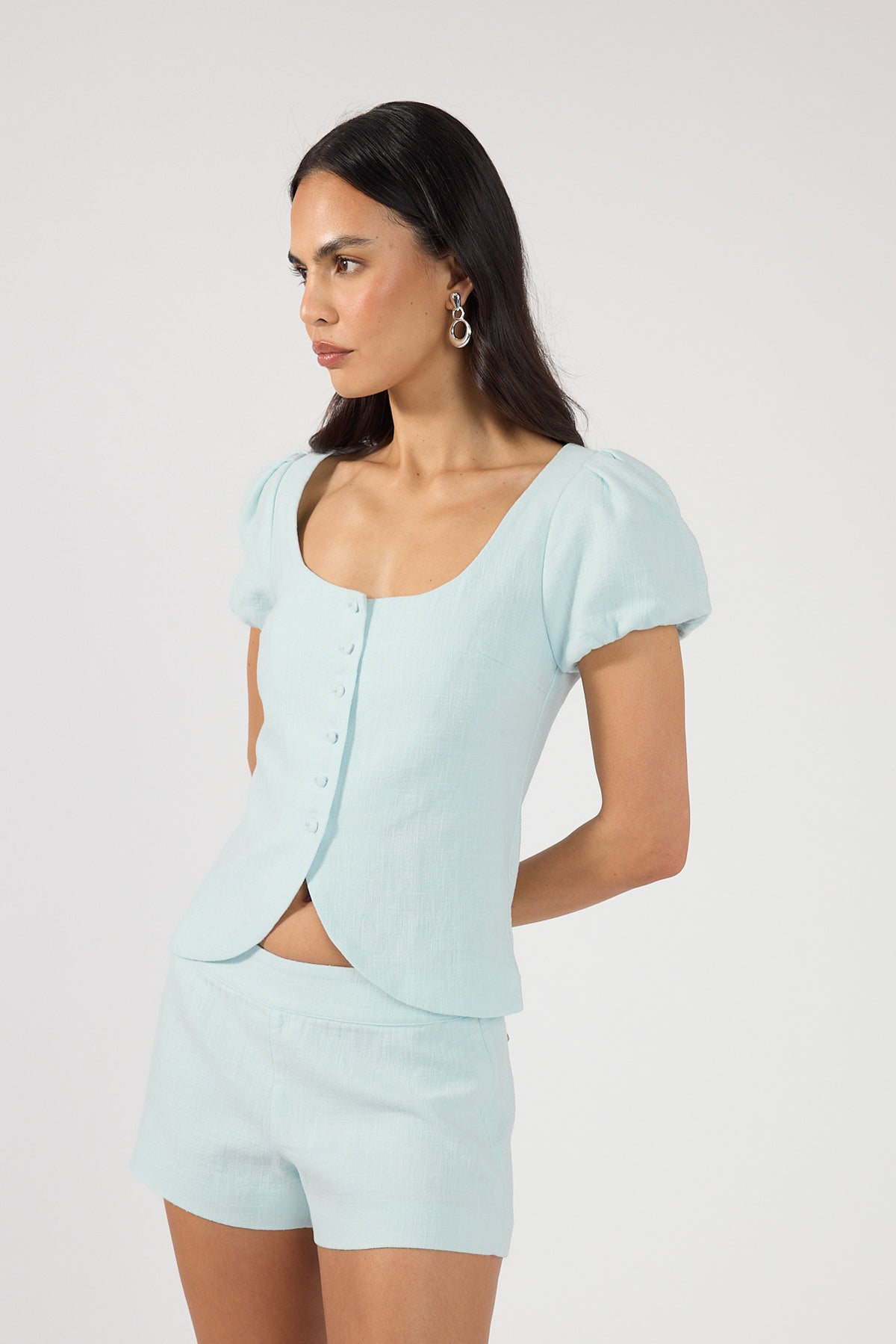 Perfect Stranger Posey Short Sleeve Top Aqua