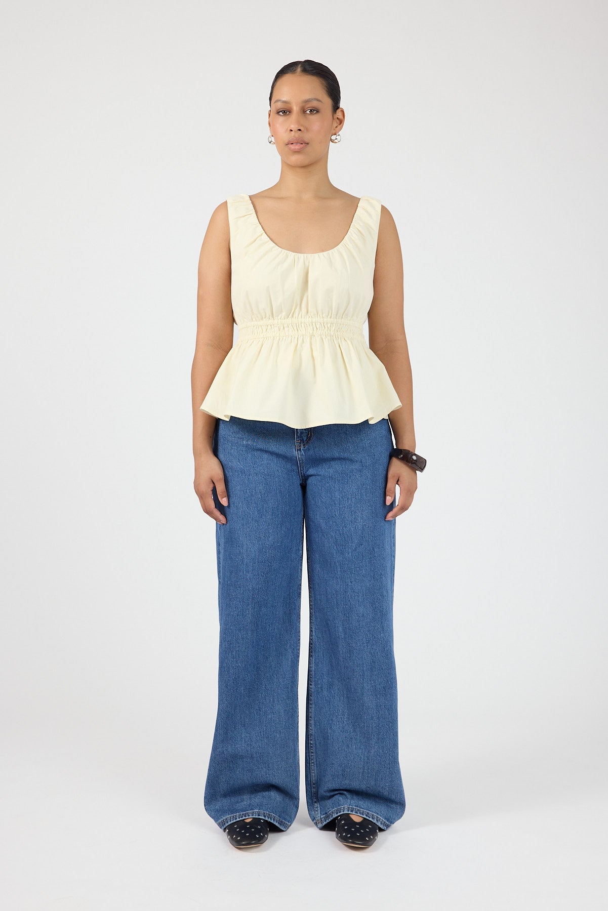 Perfect Stranger Malibu Gathered Top Yellow