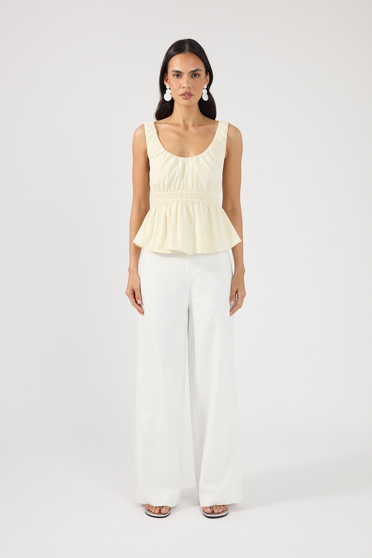 Perfect Stranger Malibu Gathered Top Yellow