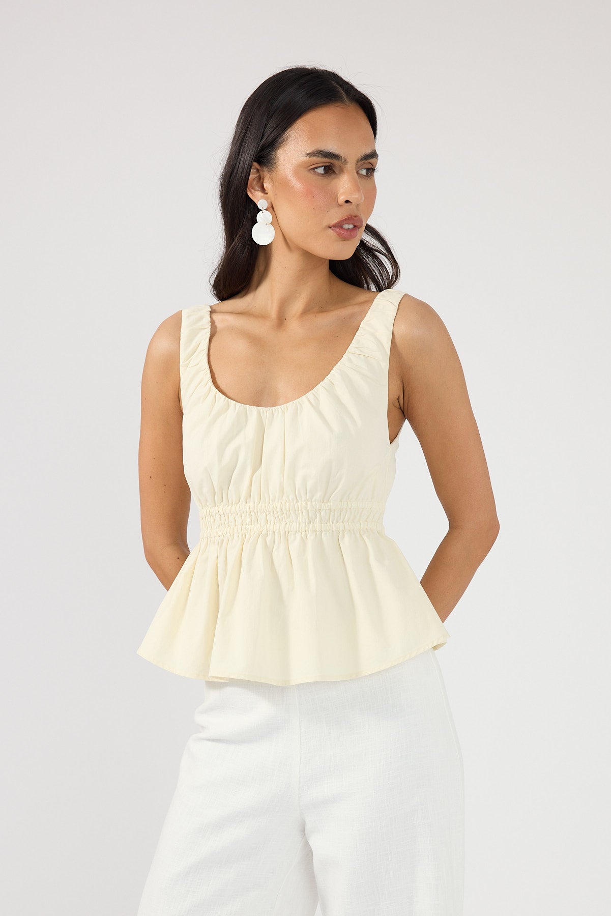 Perfect Stranger Malibu Gathered Top Yellow