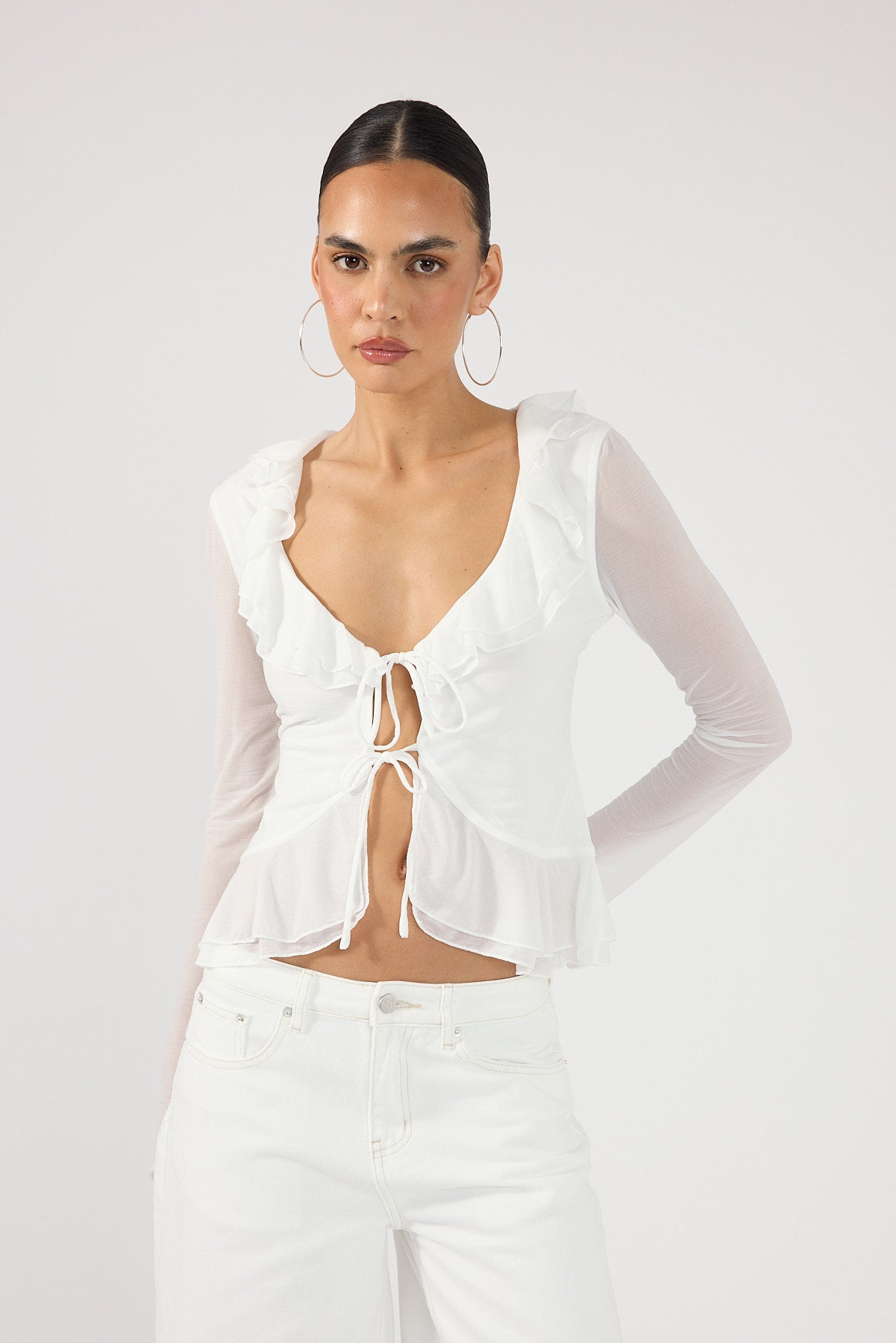 Perfect Stranger Valerie Long Sleeve Top Off White