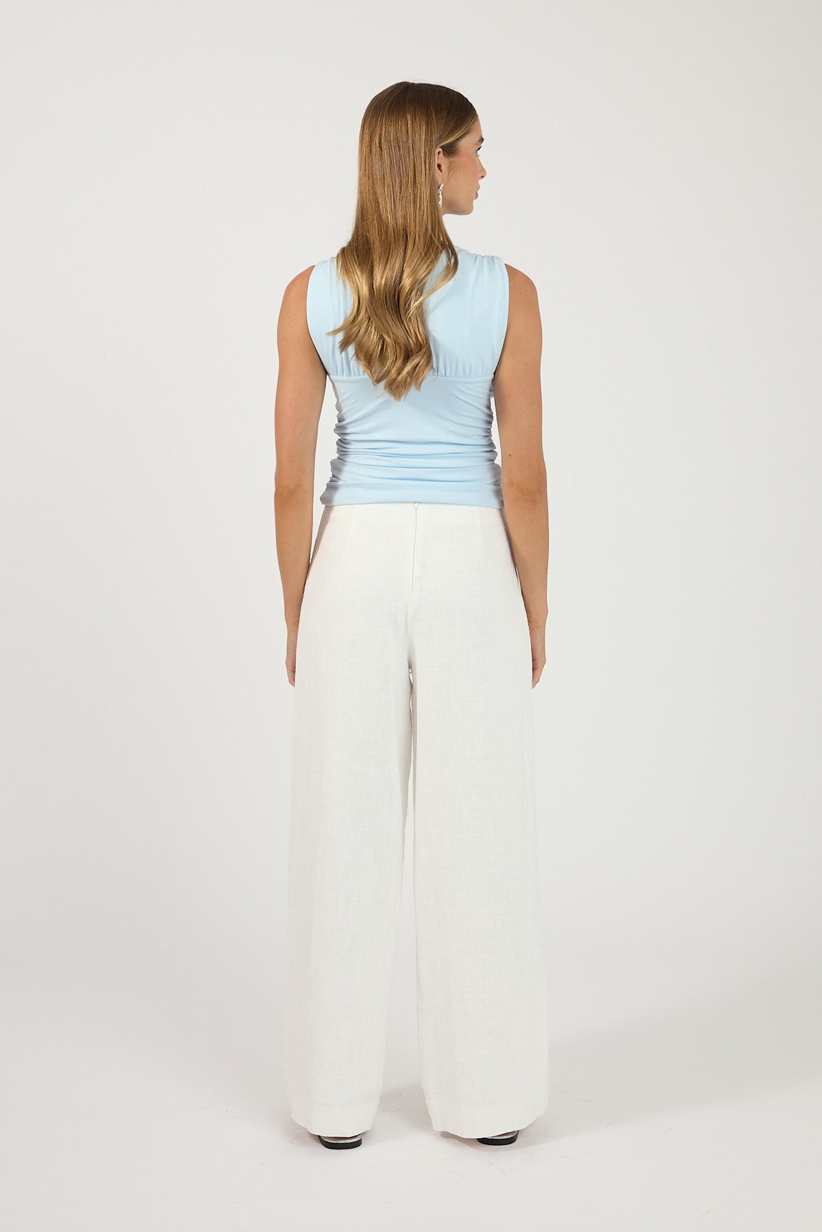 Perfect Stranger Frances Linen High Rise Pant White