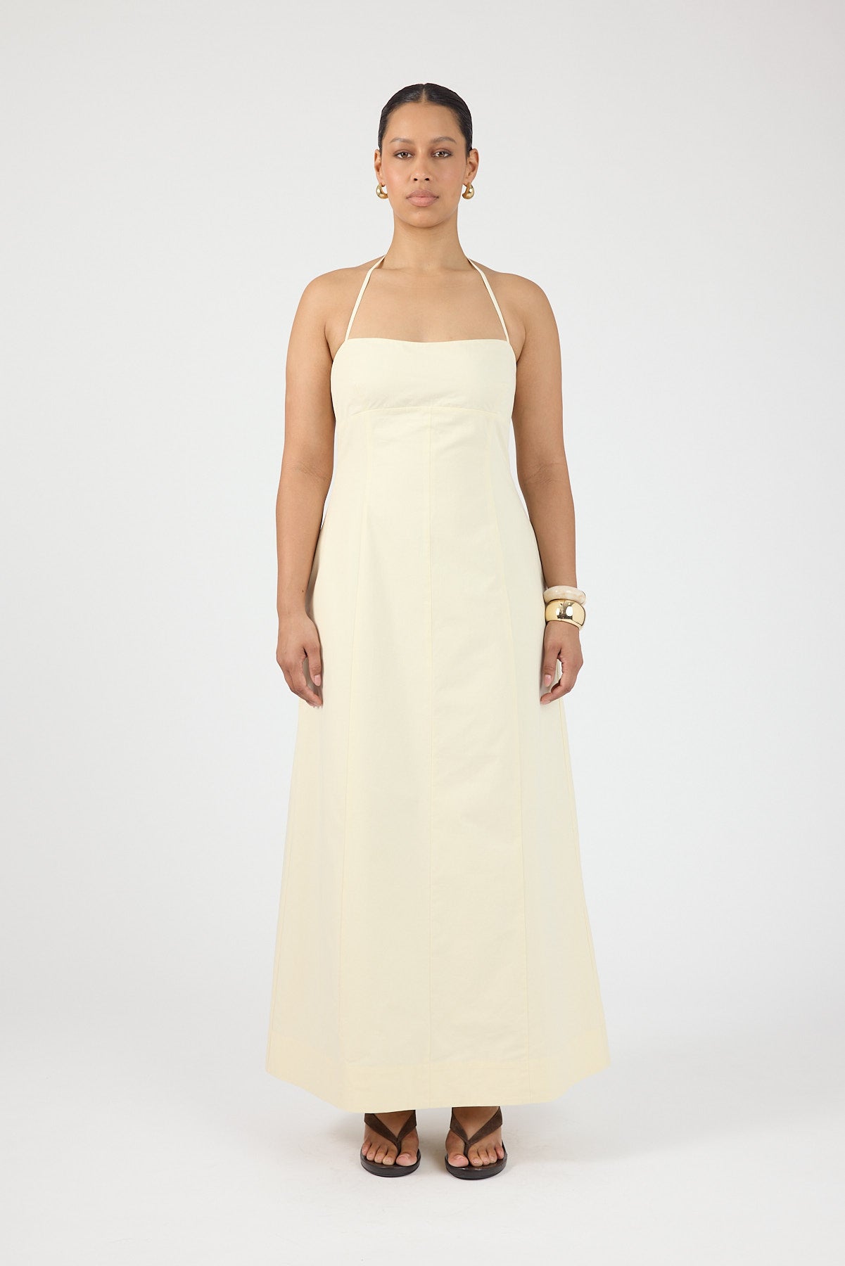 Perfect Stranger Malibu Halter Maxi Dress Yellow