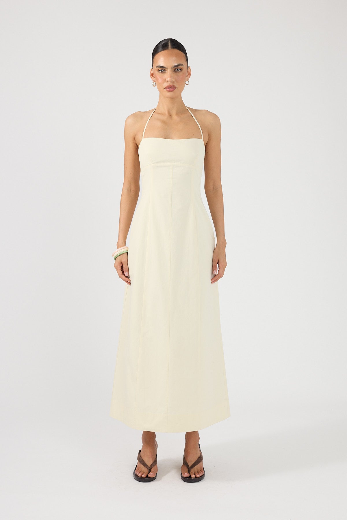 Perfect Stranger Malibu Halter Maxi Dress Yellow