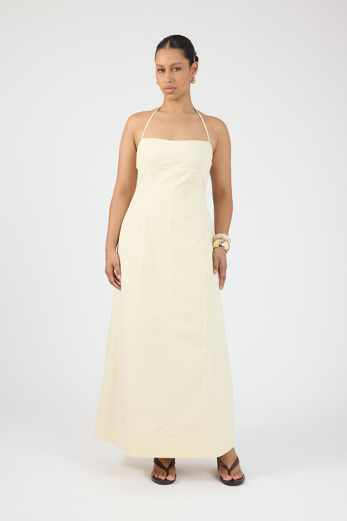 Perfect Stranger Malibu Halter Maxi Dress Yellow