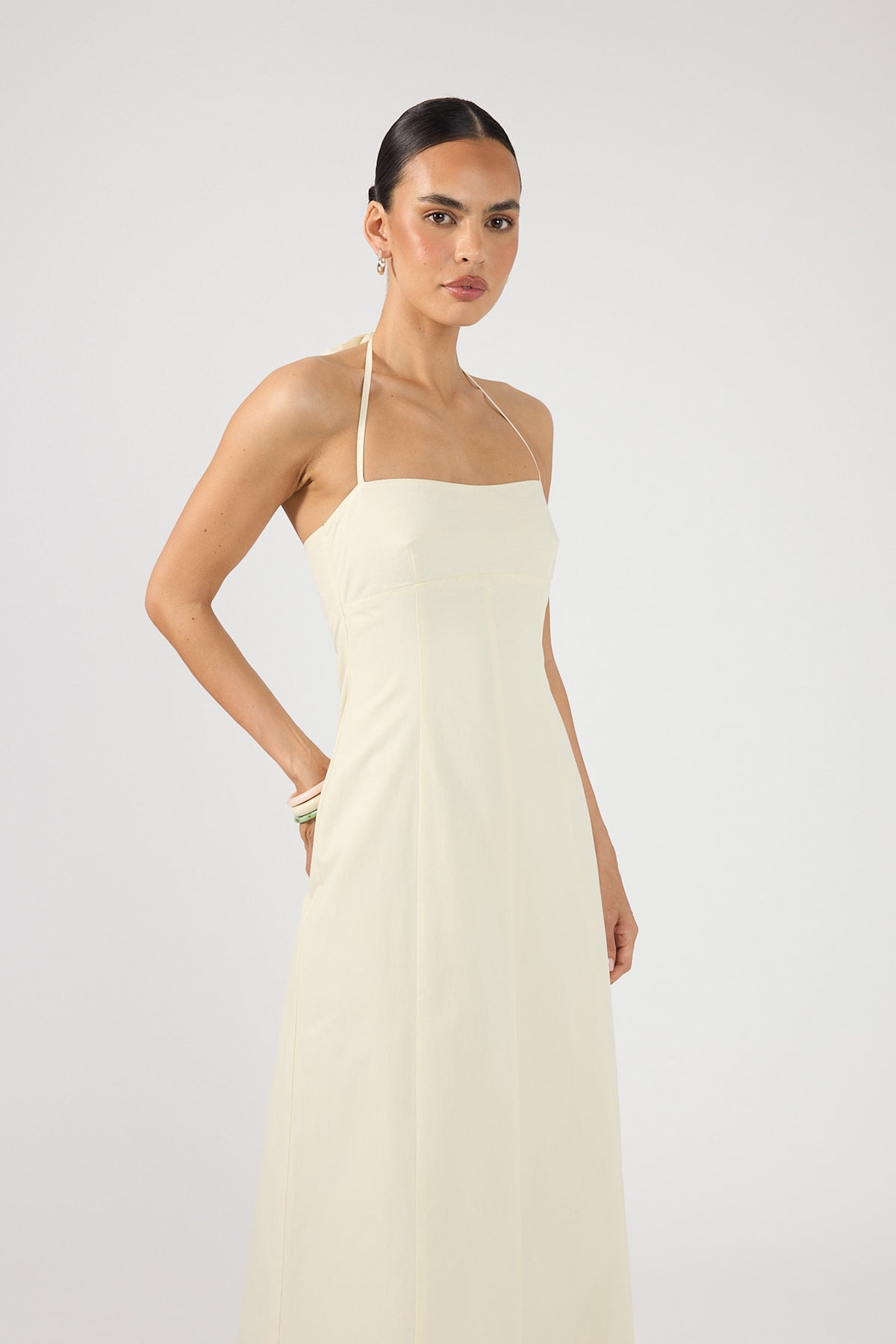 Perfect Stranger Malibu Halter Maxi Dress Yellow
