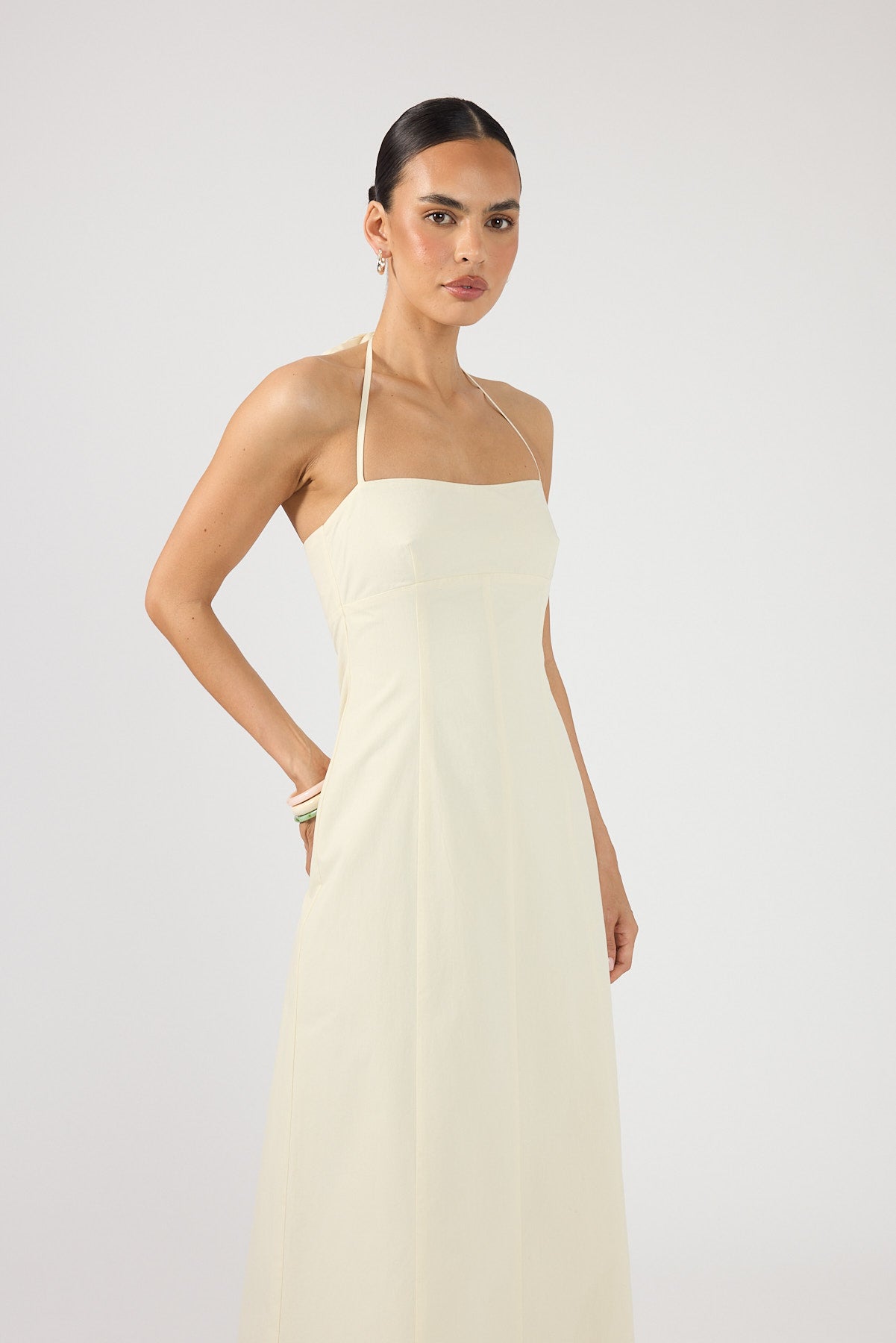 Perfect Stranger Malibu Halter Maxi Dress Yellow