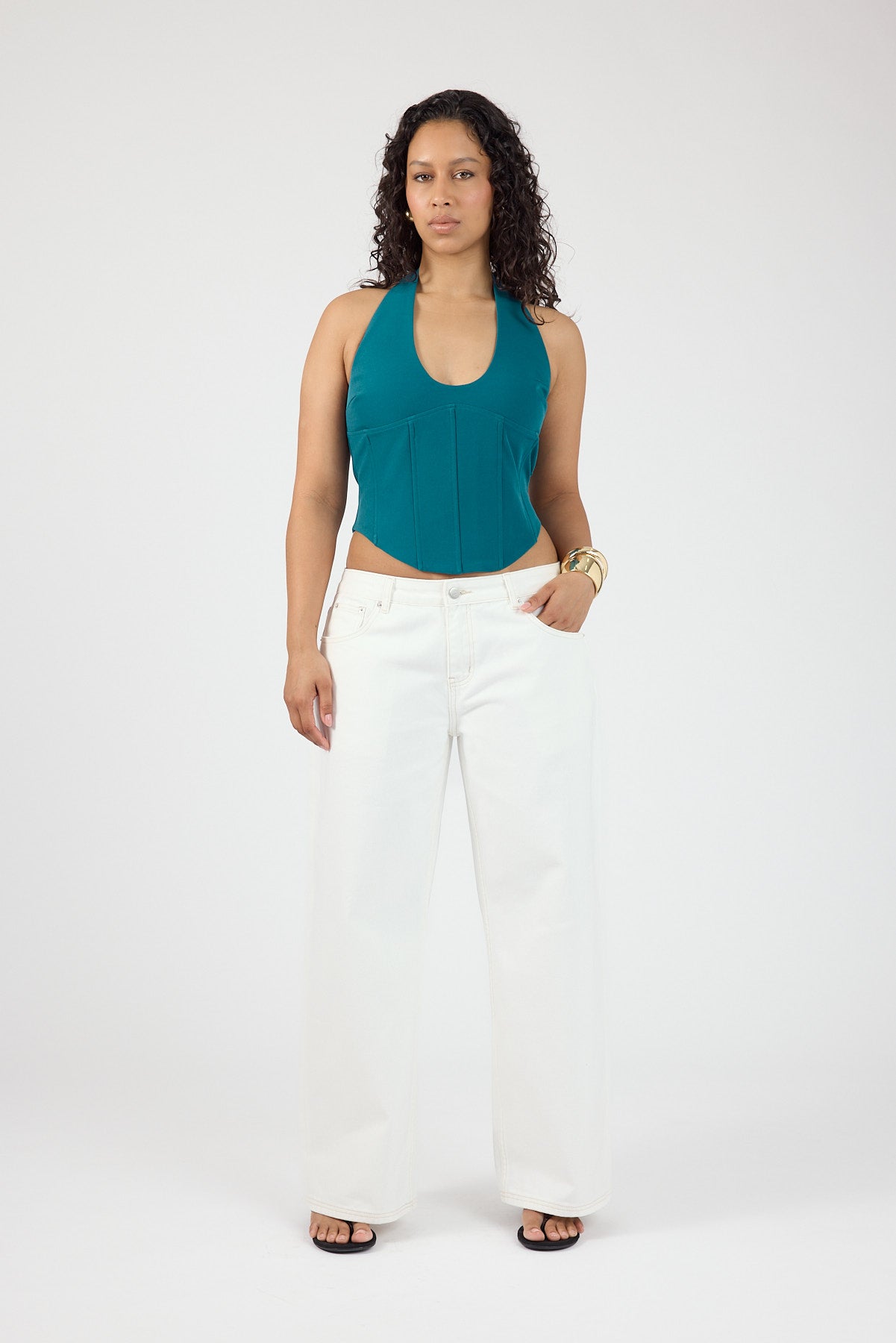 Perfect Stranger Kai Halter Corset Top Turquoise