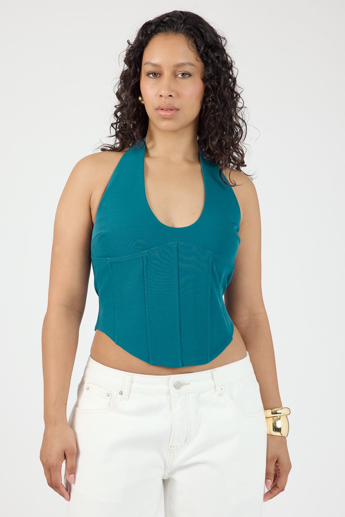 Perfect Stranger Kai Halter Corset Top Turquoise