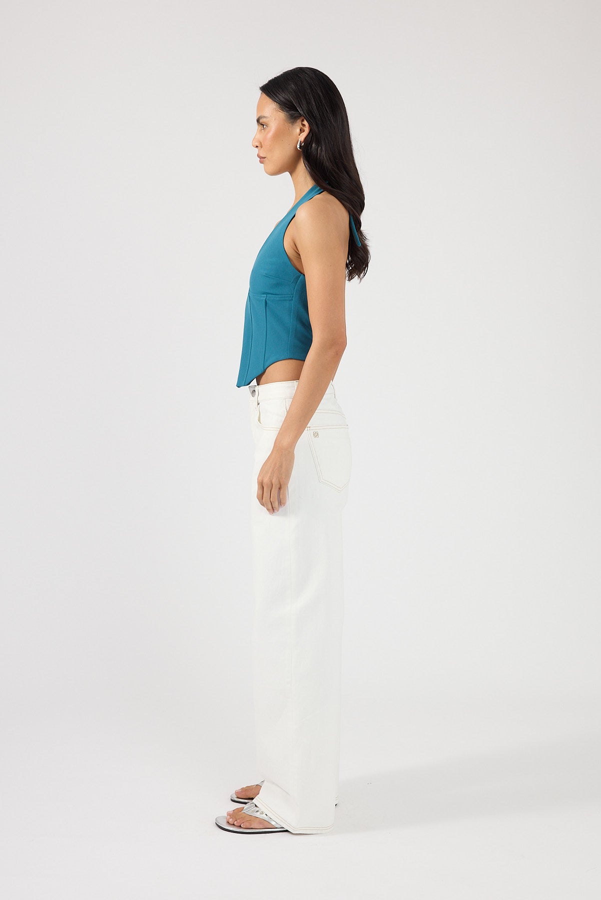 Perfect Stranger Kai Halter Corset Top Aqua
