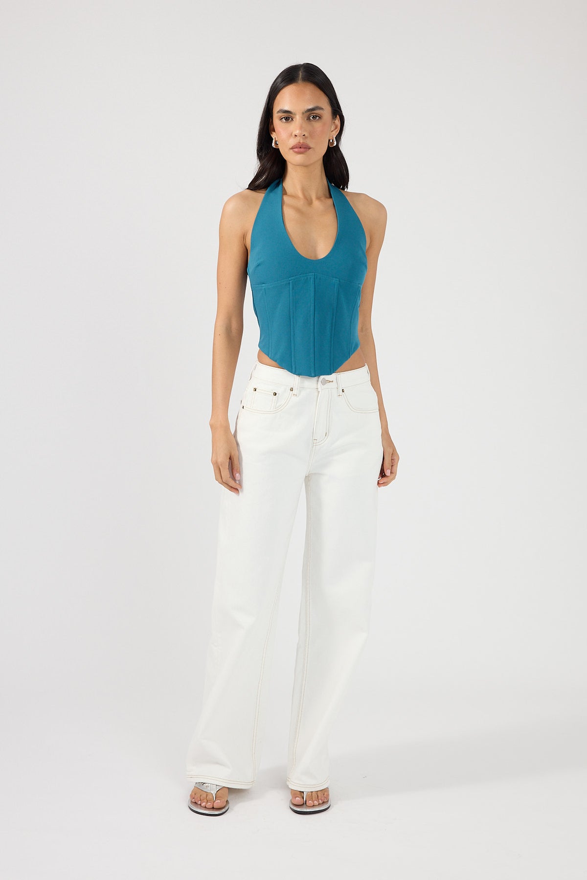 Perfect Stranger Kai Halter Corset Top Aqua