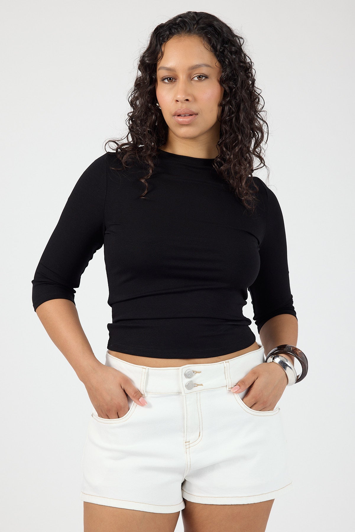 Perfect Stranger Mid Rise Denim Short Off White