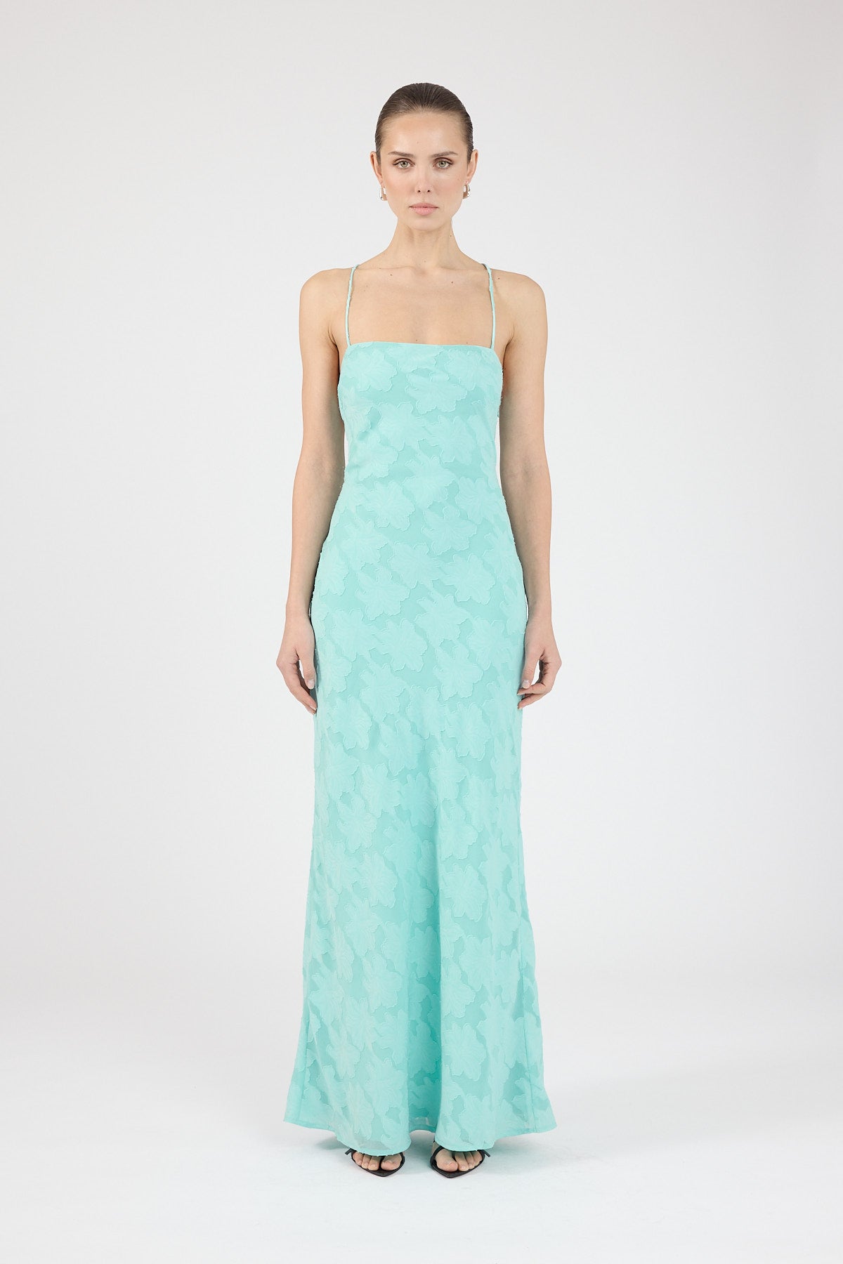 Perfect Stranger Hattie Jacquard Maxi Dress Aqua